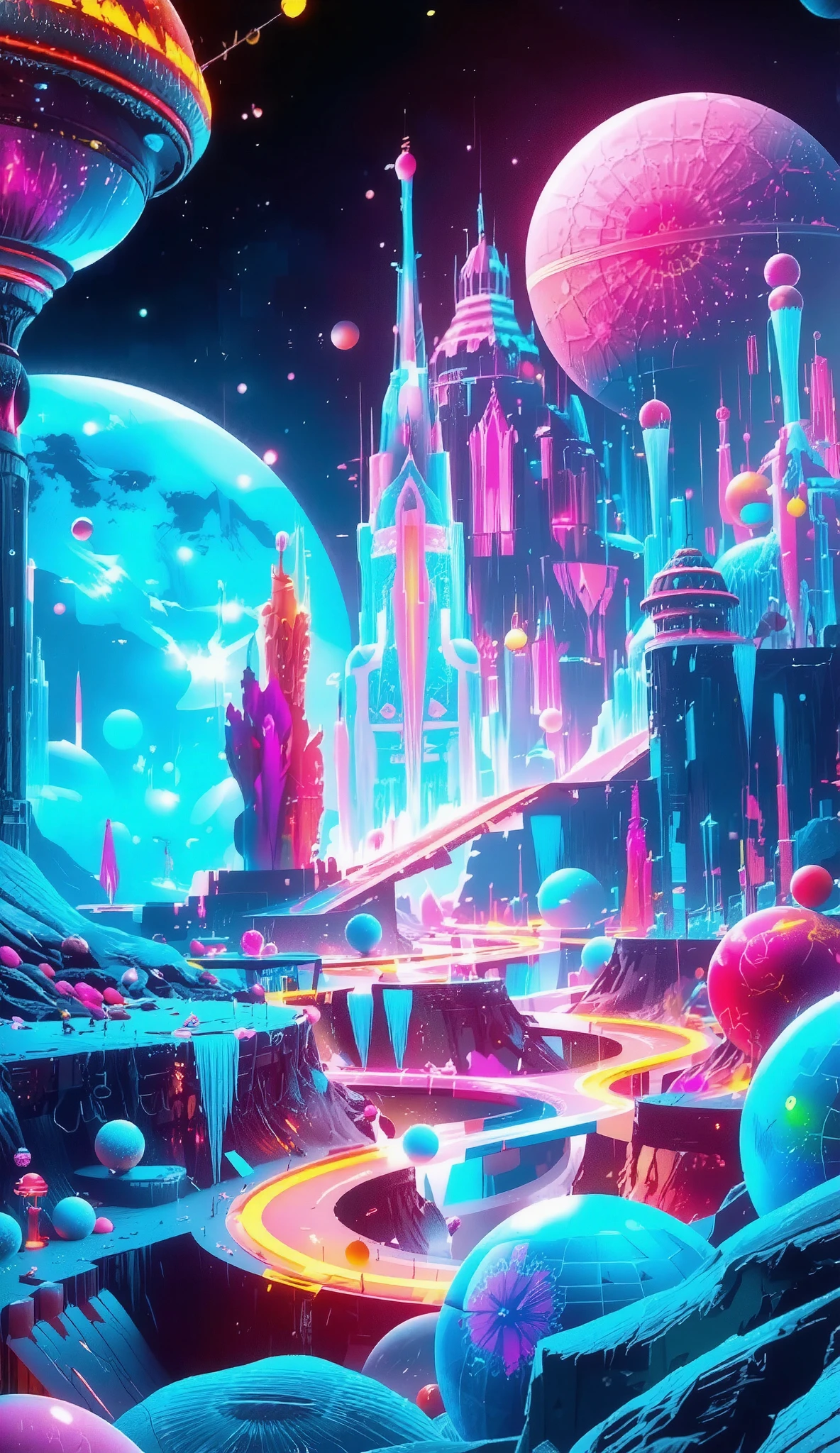 glow line art, translucent land, written by the colorful glow line, sharp shining, variable color, like a magic effect, extremely high-detailed, ultra fine detailed, structured by the clear neon multicolor, blur, amazing landscape, shining view, beautiful dream, ARW