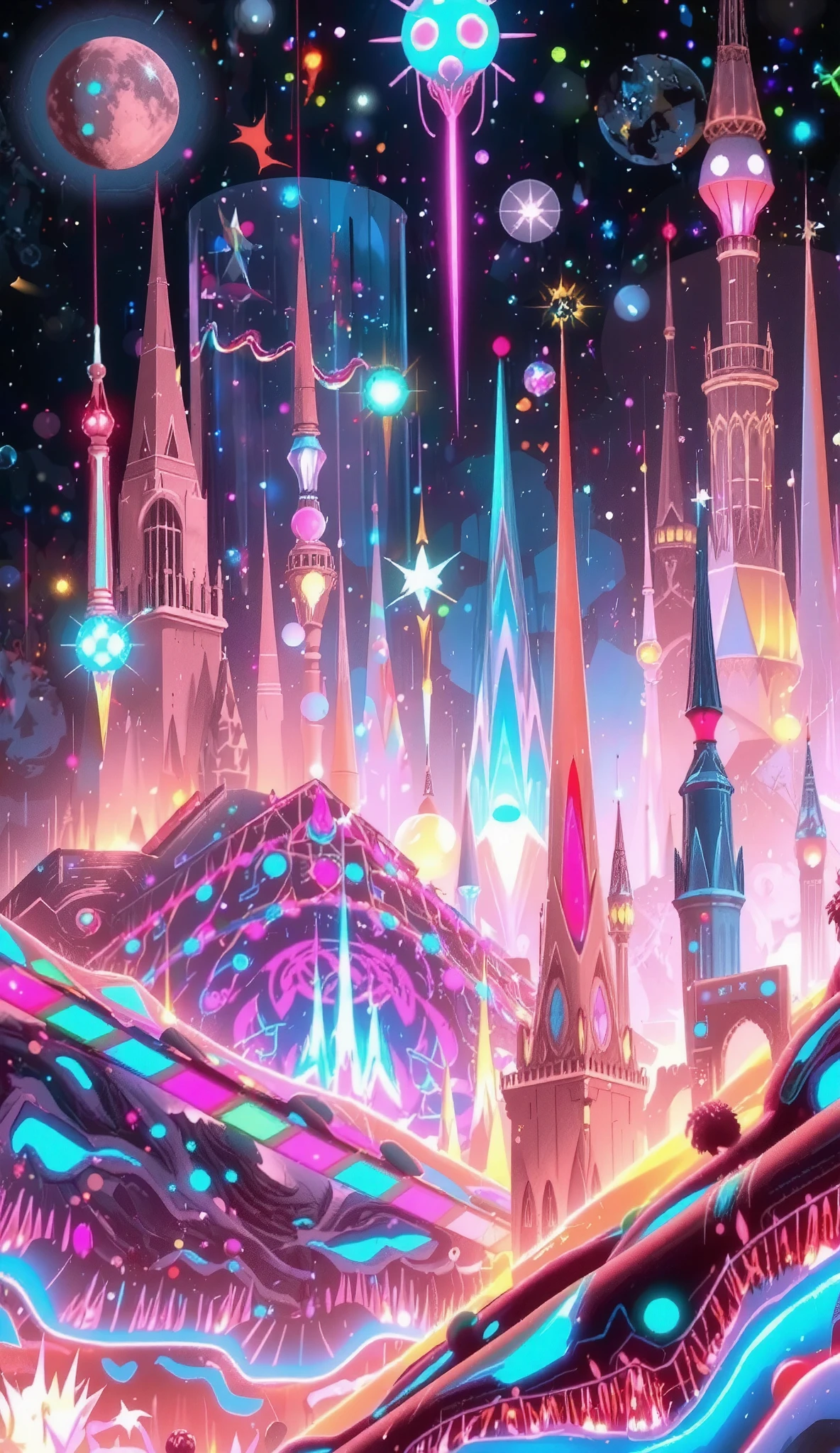 glow line art, translucent land, written by the colorful glow line, sharp shining, variable color, like a magic effect, extremely high-detailed, ultra fine detailed, structured by the clear neon multicolor, blur, amazing landscape, shining view, beautiful dream, ARW