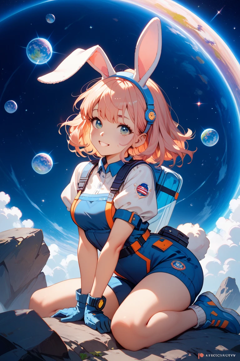 gorgeus voluptuous space scify astronaut girl with a bubble glass helmet in the head, wearing a big diaper, diapered, white and orange, deep green almond-shaped eyes, short blond hair, very small and tight micro bikini, perfect huge breasts, voluptuous wide hips, muscular thighs, muscular arms, sexy voluptuous belly, massive huge cameltoe, space, spaceship, UHD, retina, masterpiece, anatomically correct, textured skin, high details, award winning, best quality, 8k