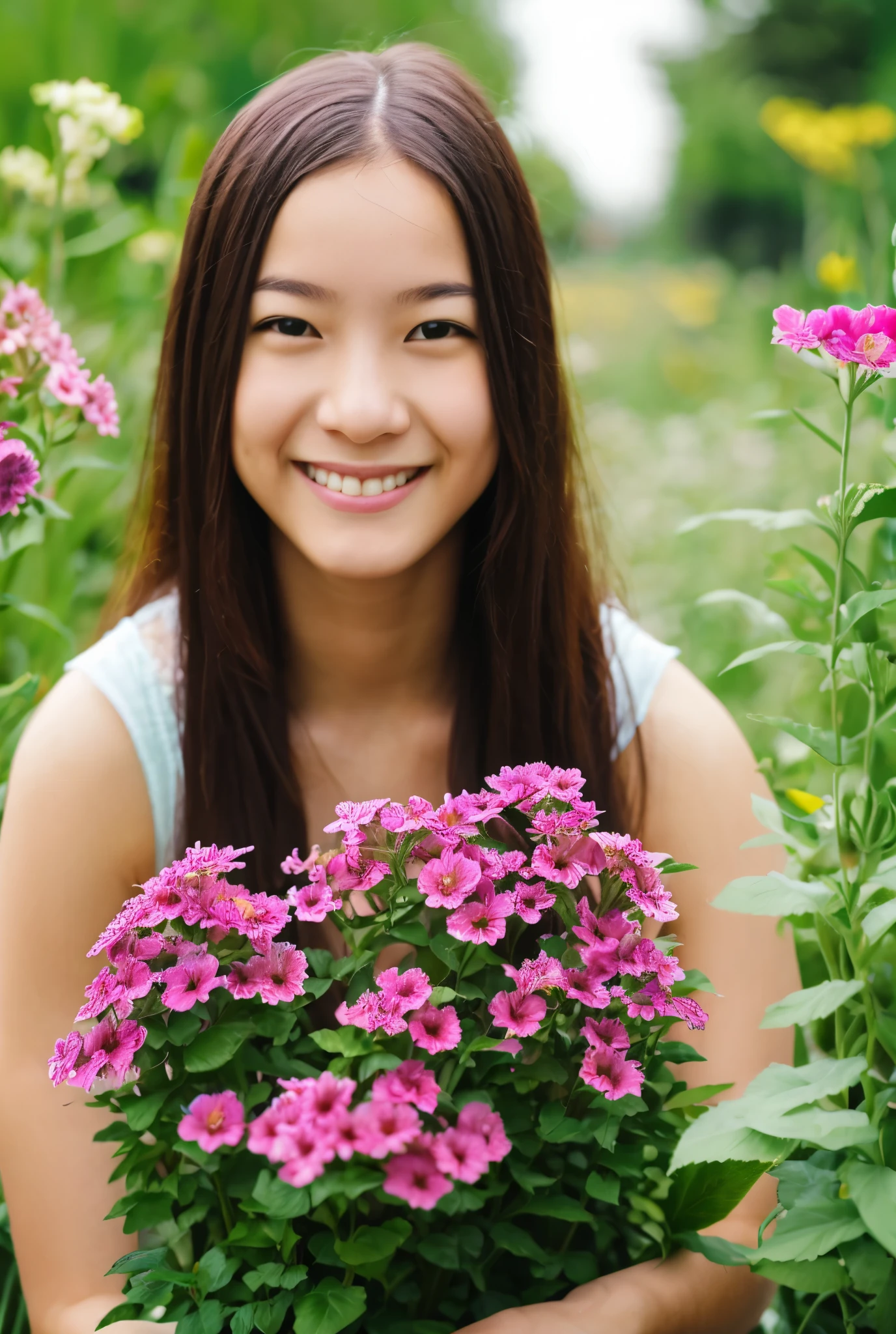me in a flower garden