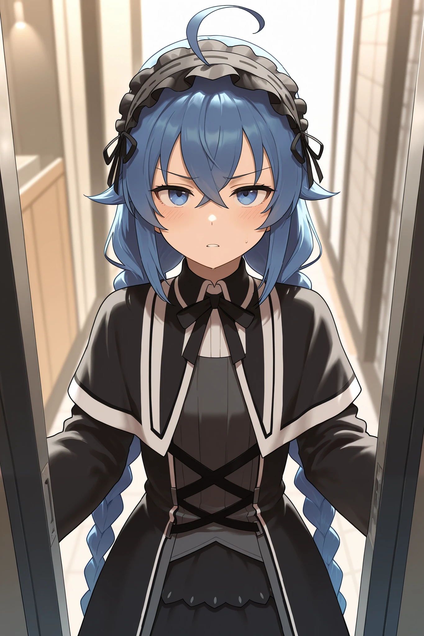 NSFW,masterpiece, best quality , high resolution, very detailed on trends, Roxy Migurdia、 Twin Blade, Gothic ta Fashion,Strange face,Shopping Street