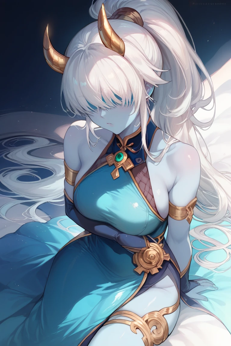 blue skin, blue eyes
