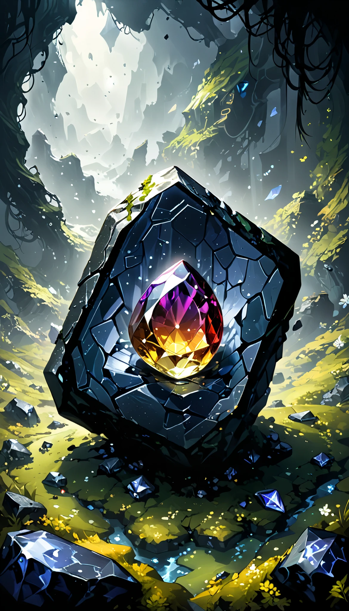 There is a digital painting of a diamond in a field - SeaArt AI