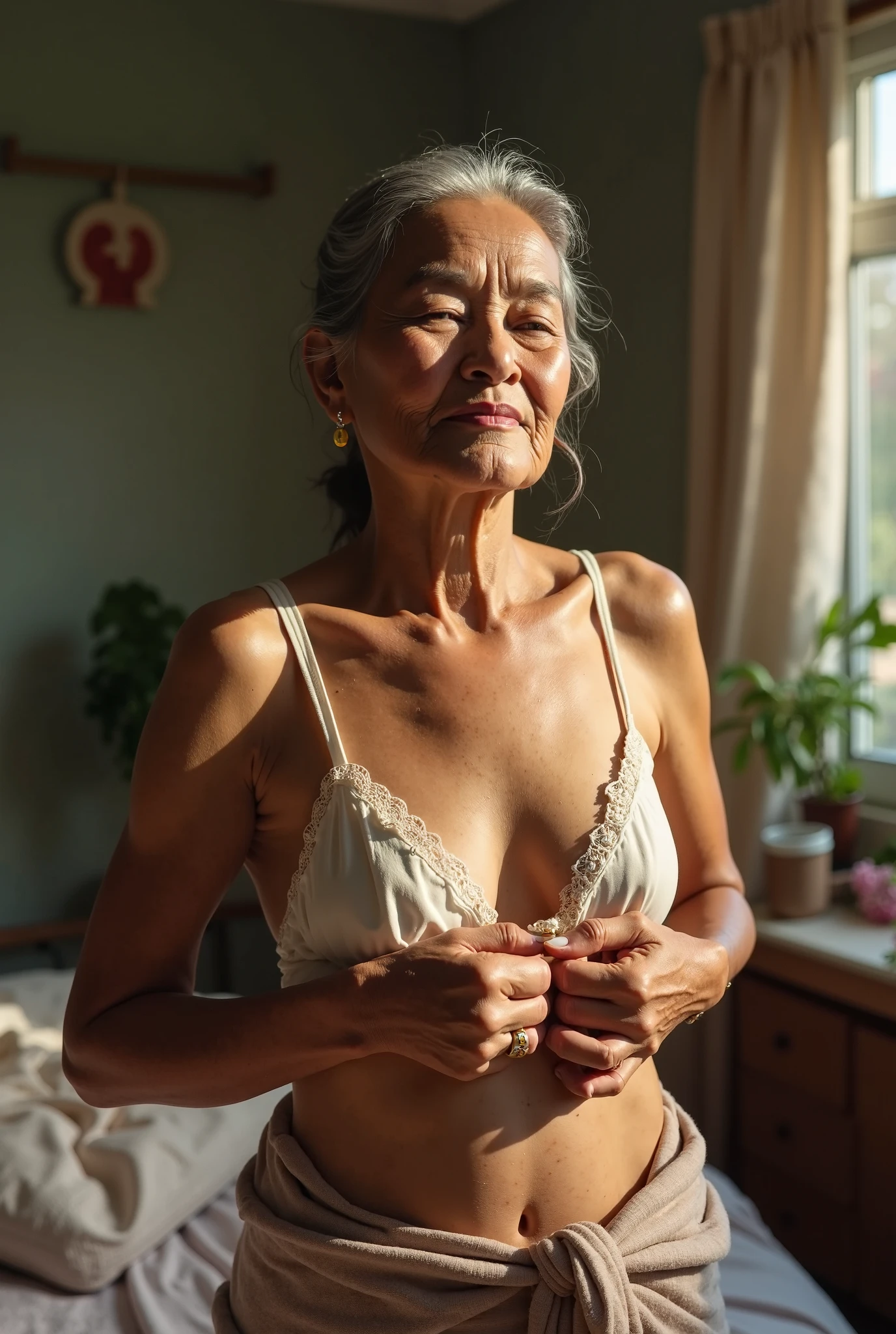2024/04/13 10:18:02 Expires in 12 days Auntie, in the spotlight, ((fractal art)), (((masterpiece))), 8K, clear image, (((alone))), (((old aged japanese milf))), pure white background, gray hair, lower your arms, Wearing a flashy bra, gravure, facing the front, ((Elderly mature woman with an old face)), describe the lips correctly,red lips, flashy makeup, (((alone))), (((perfect anatomy))), Elderly, pure white background, gravure, natural upright posture, facing the front, ((obscene)), from the chest up, highest quality, Super detailed, realistic, Super detailed細なスキン, (1 Japanese mature woman), (positive), 120 years old, huge breasts, mature politician, Glamour, sexy, pure white skin, looking at the viewer,
