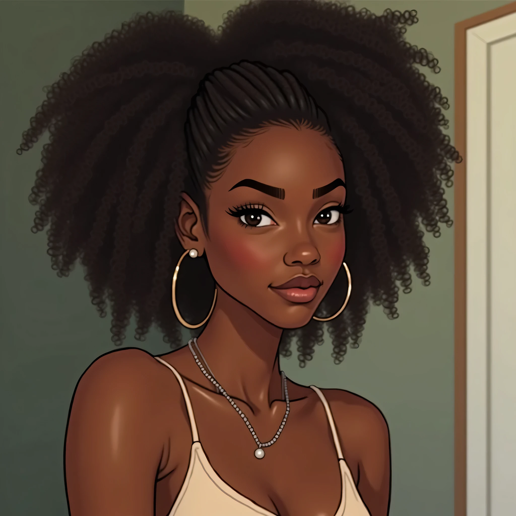 The preety African girl that looks like Tyla scrolling through Pinterest