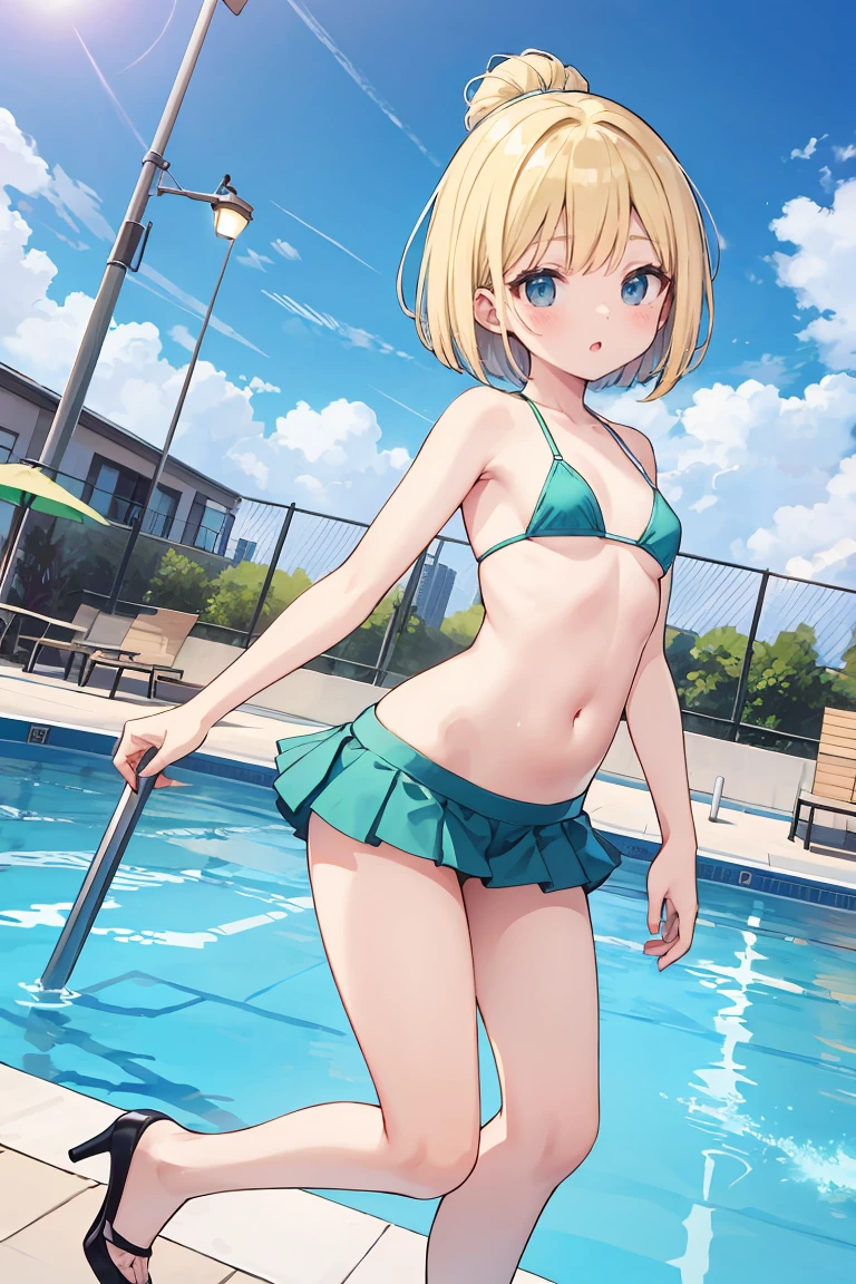 Masterpiece,Solo,1Girl,Serena,(Pokemon XY),Big Breasts,Perfect Body,Sexy Body Hot,Best Quality,High Resolution,Photograph 16K,Ultra Detailed,Beautiful,Beautiful Girl,Swimming Pool Background,Summer Swimming Suit,Blonde Hair,Hairband