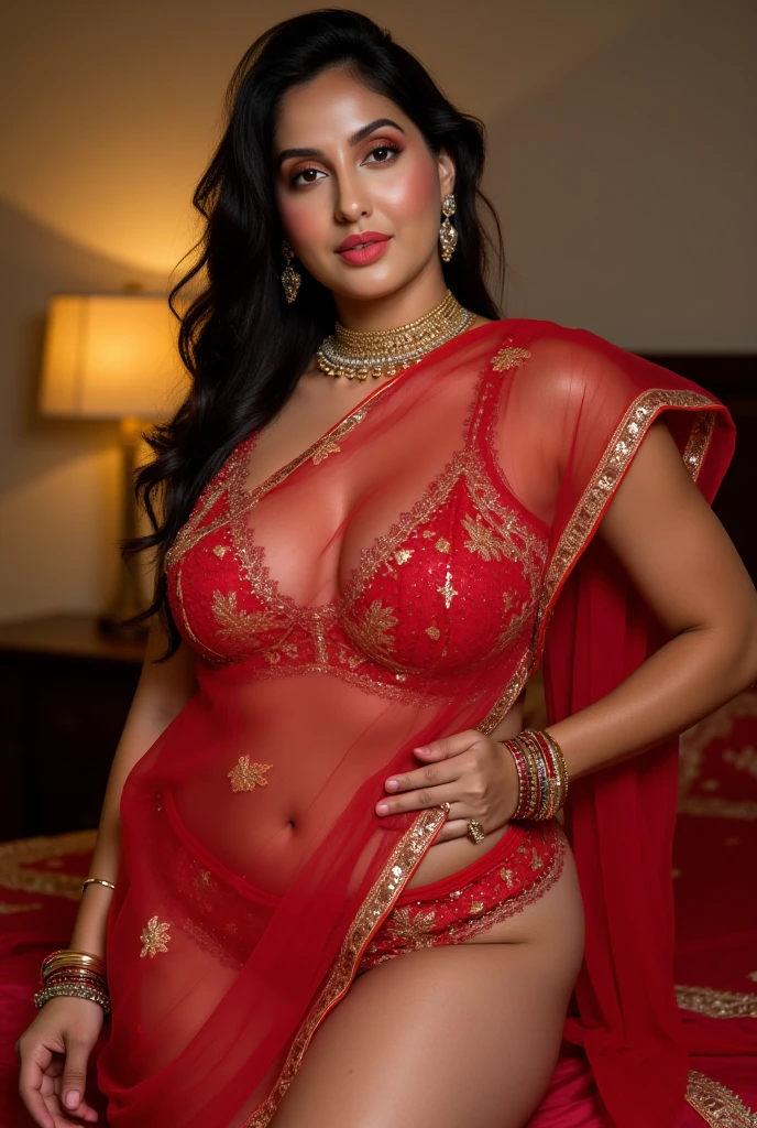 The most beautiful woman ever seen wearing an red yellow saree with red blouse ,bottom saree, jewelry, 
((fully dressed)) ,(masterpiece, best quality, hires, high resolution:1.2), extremely detailed, intricate details, highres,  happy expression,  cinematic photo 30 yo Indian woman,   medium length hair, intense detailed eyes, micro waist, .35mm photograph, film, bokeh, professional, 4k, highly detailed, Fujifilm XT3 sharp focus, f 5.6, High Detail, Sharp focus, 
Zoomed out, 35mm film, full color, ultra detailed, ultra high resolution, hyper realistic photography, 32k resolution, 16k resolution, 8k resolution, Hyper realistic photography, super resolution, super real life photo, ultra detailed, ultra high resolution, normal, highly detailed, intricate, sharp focus, attractive, high quality, masterpiece, award winning, different poses, different positions, different looks, multiple backgrounds, natural makeup,
