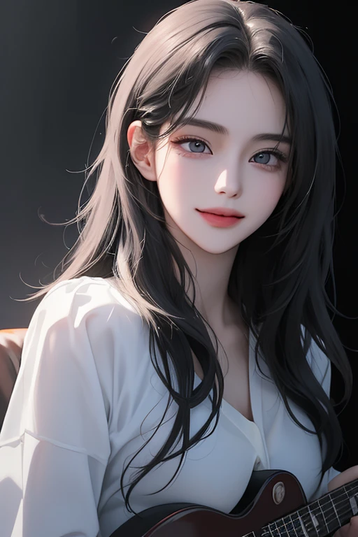 Best quality, masterpiece, ultra high res, (photorealistic:1.4), raw photo, studio photo of smiling cute Japanese high school girl, long black hair, photometric lighting, symmetric light, 8k,ng_deepnegative_v1_75t, badhandv4, (worst quality:2), (low quality:2), (normal quality:2), lowres, ((monochrome)), ((grayscale)), watermark, nsfw