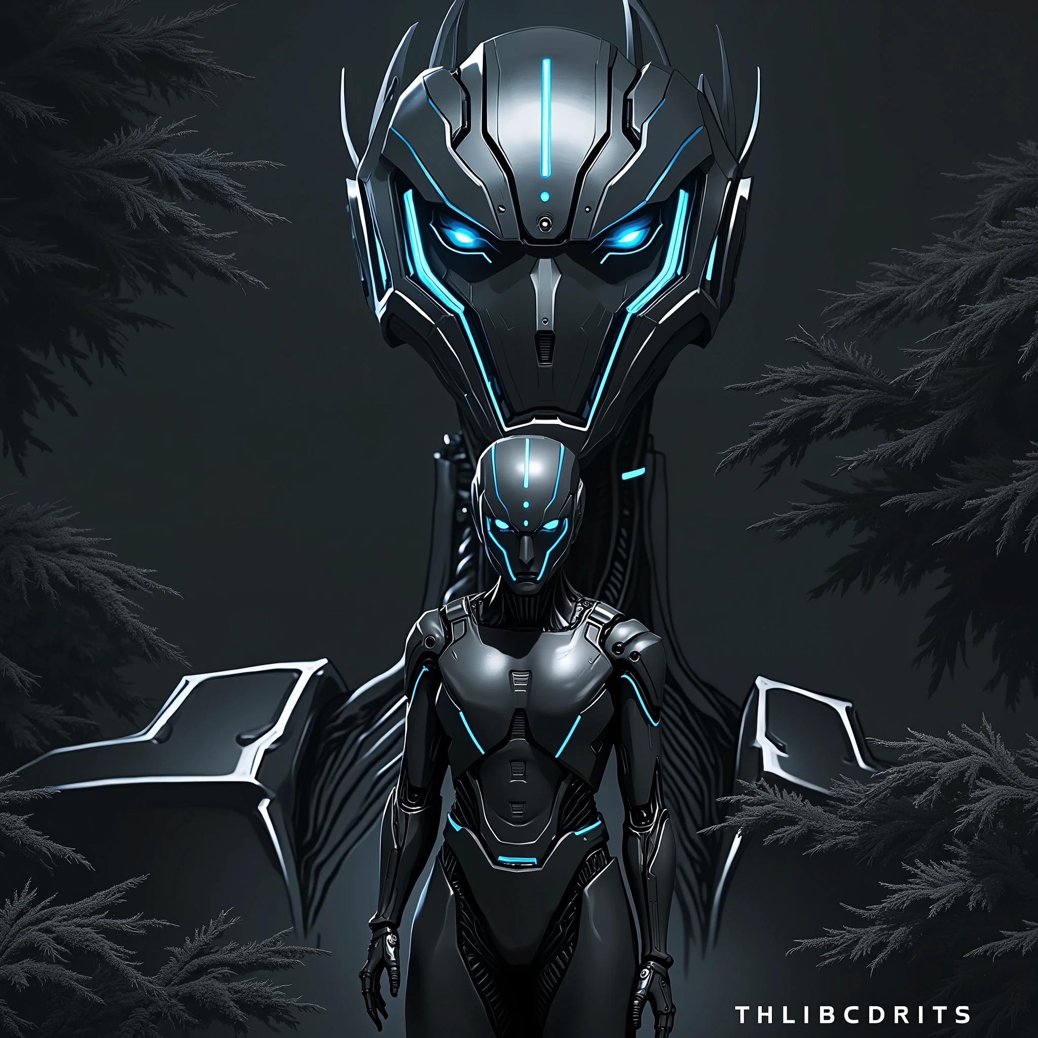 Frontview of male cyborg 
