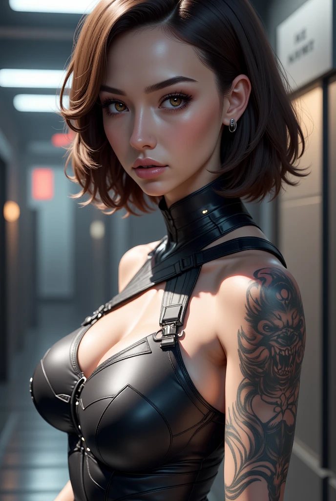 (1 woman 38 years old ultra detailed 3D complex), (Sensual Woman), (realistic rendering of skin texture), (hyper-realistic), ((hyper detailed face)), ((realistic facial musculature)), ((female model face)), (( real face)), (( mysterious human expression)), ((woman with mysterious look)), (hyper realistic human hair), (hair with natural movement), ((Hair strands)), ((photo-realistic hair)), (realistic dark hair), (hair with short asymmetrical cut), (realistic photo), (luxurious cyberpunk), (human face), (realistic model), (perfect body), ((full body)), (realistic human body parts), ((thick legs)), ((huge breasts)), ((giant breasts)), (sensual poses), (ultra realistic chips), (8k cyborg structure), (8k textures), (ultra detailed), (studio light), (light ring), (beautiful light), (minimalist luxury setting), (best rendering), (masterpiece), (8k wallpaper), (masterpiece), ((actress, (((super sexy))), (( Super pornographic)). --auto --s2