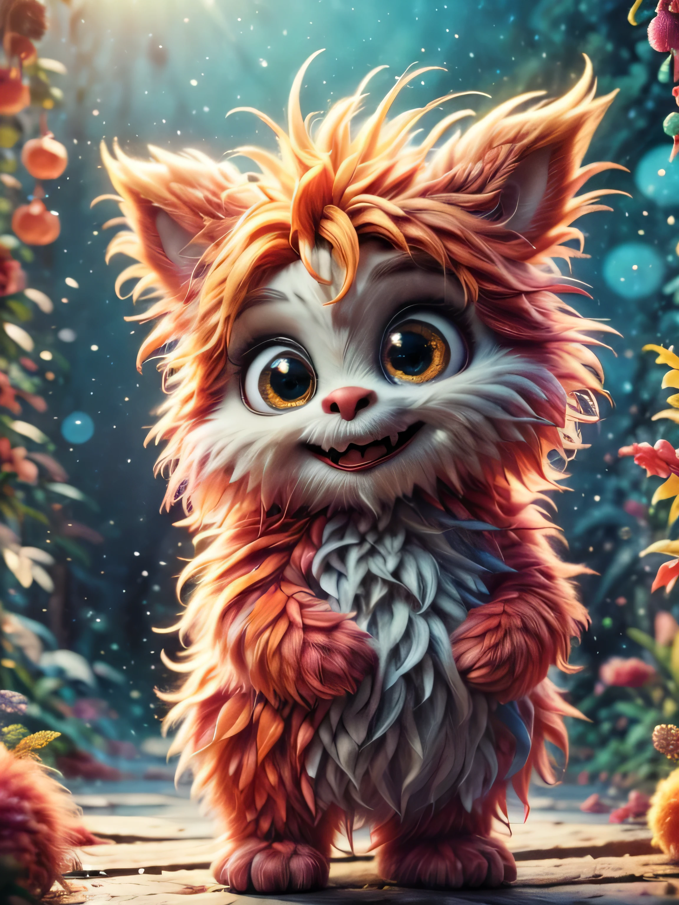 (Best Quality, Super Detail, Masterpiece, Representative Work, Official Art, Professional, Super Detail, 8k:1.3) (Photorealistic:1.2), Adorable White Monster with round eyes, dressed in a Santa Claus costume, Licking a Lollipop, Winter, Christmas, night, Natural lighting, Soft background, Photorealistic, Shining eyes, Sharp focus, Sweet and mischievous look, Hint of mischief, Dreamy atmosphere, Delicate details, soft volumetric light, (backlight:1.3), (cinematic:1.2), intricate details, (ArtStation:1.3)