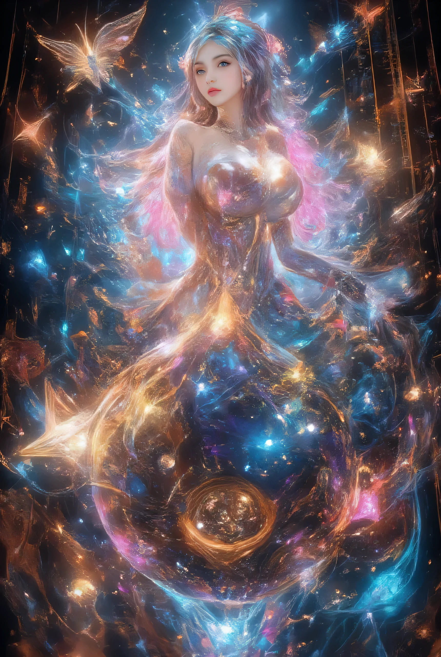 A beautiful fantasy style painting of a beautiful nude woman who gradually transforms into a vibrant Rose, highly detailed, vibrant and colorful, colorful stardust, fantasy art style, cartoon vibrant, cute detailed digital art, colorful digital fantasy art, digital fantasy art ), glossy digital painting, pastel vibrant