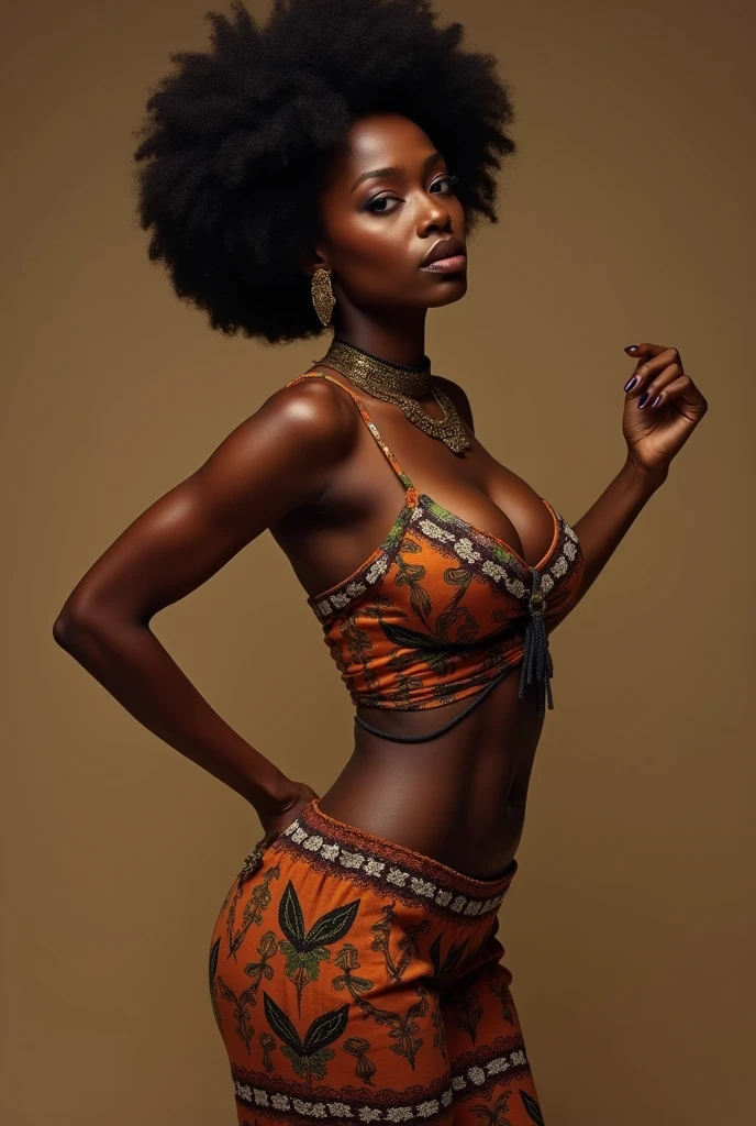 Nadia Nkrumah ex deputy prime minister of Auroria. Is a 29 year euro-african girl. Medium breast size, fit body,light brownish black skin. She usually wears traditional african underwear and no top.