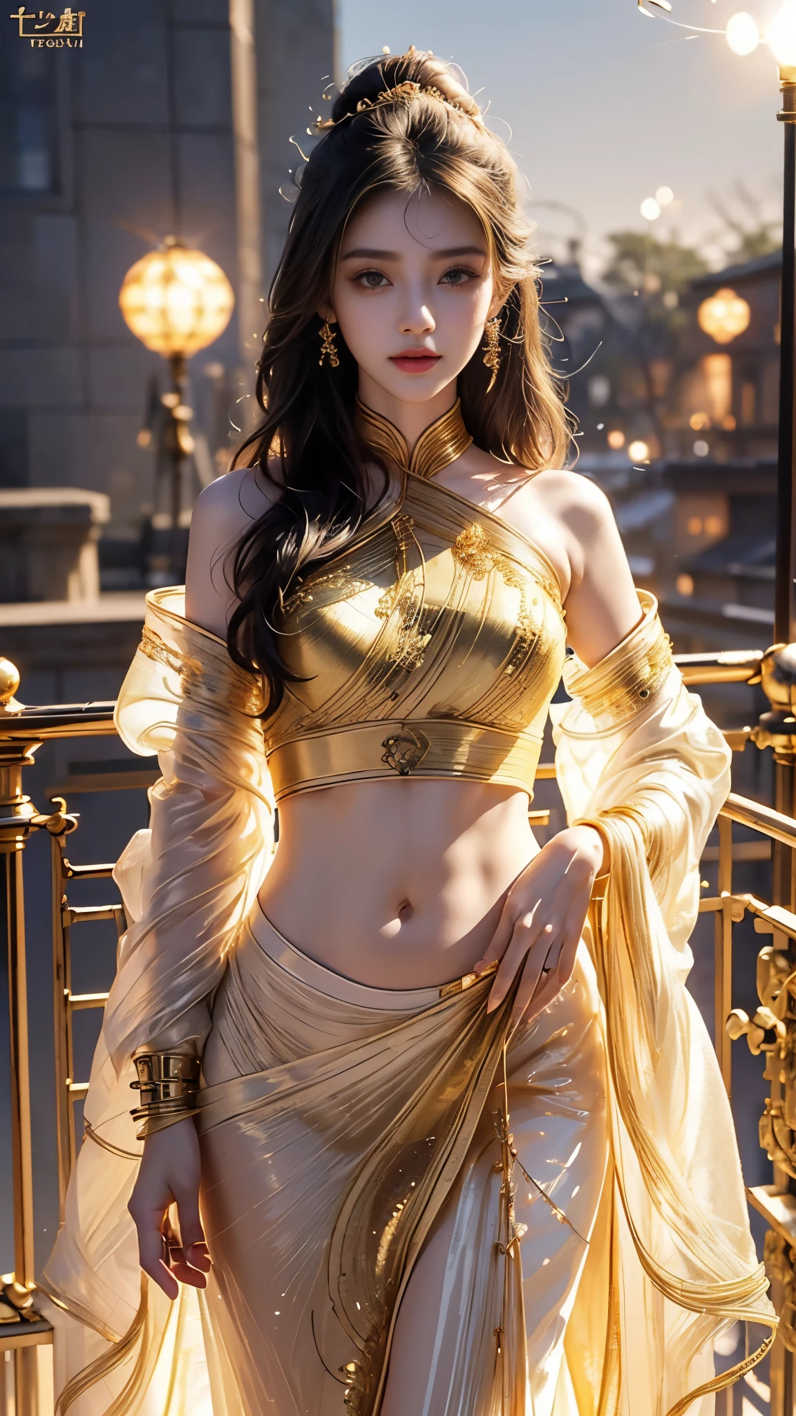 (best quality, highres, realistic:1.37), beautiful girl with subtle smile, detailed eyes and lips, mixed Indonesian and Arabian ethnicity, perfect body, wearing a white lace kebaya and batik sarong, standing inside a luxurious building with intricate architecture and grand chandeliers. Surrounding her are vibrant flowers in full bloom, and large windows allow soft natural light to illuminate the scene, creating a serene atmosphere. The color palette is warm and inviting, with a touch of golden hues to enhance the elegance. The overall composition exudes a sense of grace and beauty, capturing the essence of the girl and the opulence of the setting.