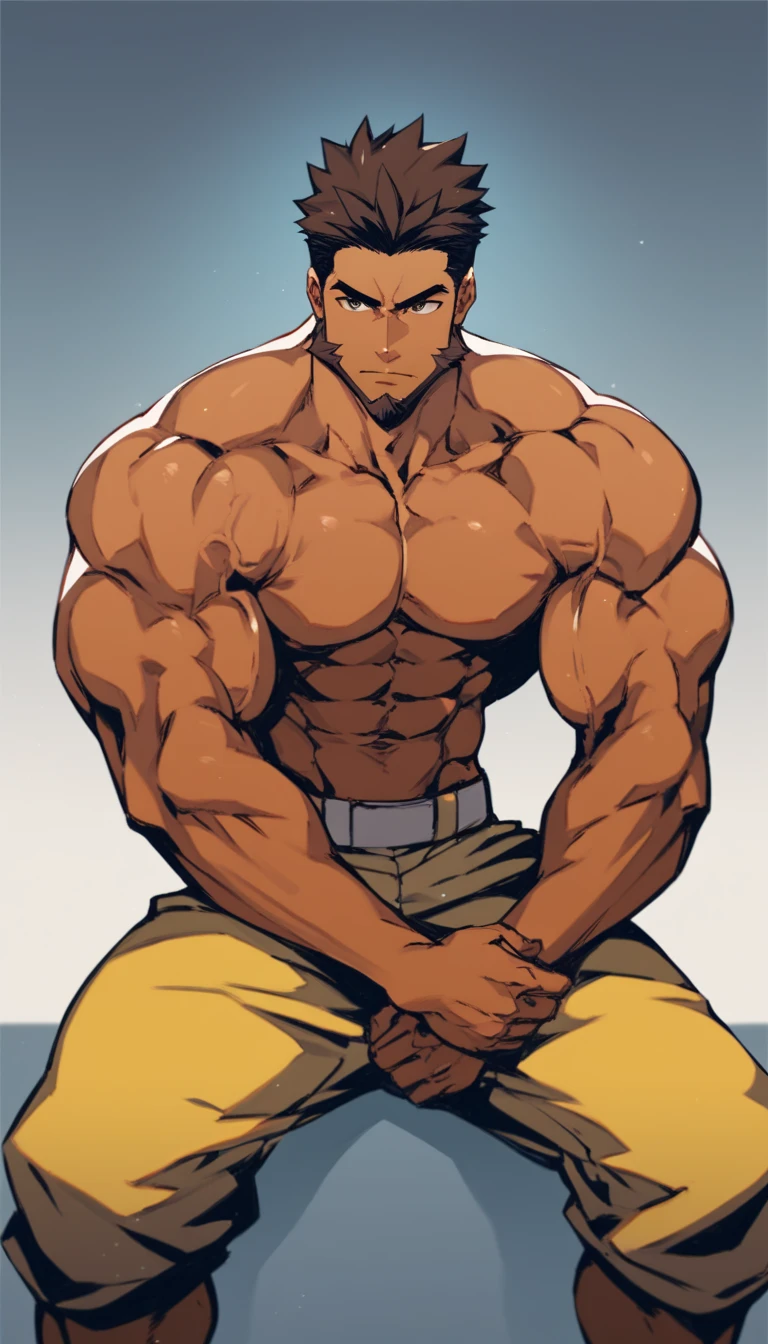 The feeling of youth，( Tattoo),(Thick body hair)，Upper Body，(He was wearing baggy shorts，Showing his length, muscular, hairy)，（Leaning against a tree),(For the audience) ，(Put his hands on his waist)， (Pay attention to your audience) ，(There is a huge bulge in the area)，sideways，Sharp eyes，(Thick dark brown hair)，(Bottom-up view)，shoulder width，Muscles protrude a lot，Highest image quality，cartoon ，Anime Wallpaper，Chest muscle expansion，Spread your legs，Sexy,(main part, best quality)，((Exaggerated muscle bulge))，The protagonist is tall，muscular and bulky, muscular characters, Great and cool, tall and muscular, muscular!!, Very strong, muscular attractive men, Huge muscles, Big Muscle, Muscle Man, Anime handsome man, muscular!, Huge muscles, muscular bodies，(A corner of the photo from bottom to top) (Highest quality images) ，Close-up photos，Lion Man ,real, young, , Wearing shorts, Crotch protrusion, Anime Character, Leaning against a tree, Legs open, Male face, bonito rosto young, Undercut Hair, Huge chest muscles, 大腿muscular, Biceps tendon, Huge body, Toned body due to intense training, muscular, 8-pack clear ABS, 3 meters high, Topless, , Glowing skin, Dihan.com, （Hands on thighs）, barefoot, No beard，Thick Legs，