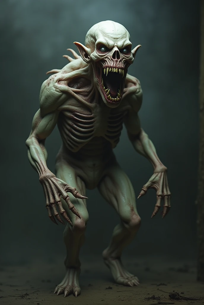 a monster in the style of gerald anthony scarfe, grotesque creature, distorted anatomy, surreal horror, dark fantasy, twisted and deformed, nightmarish vision, ghastly details, ominous atmosphere, gritty texture, muted colors, gloomy lighting, masterpiece, best quality, 4k, 8k, highres, ultra-detailed, realistic, photorealistic