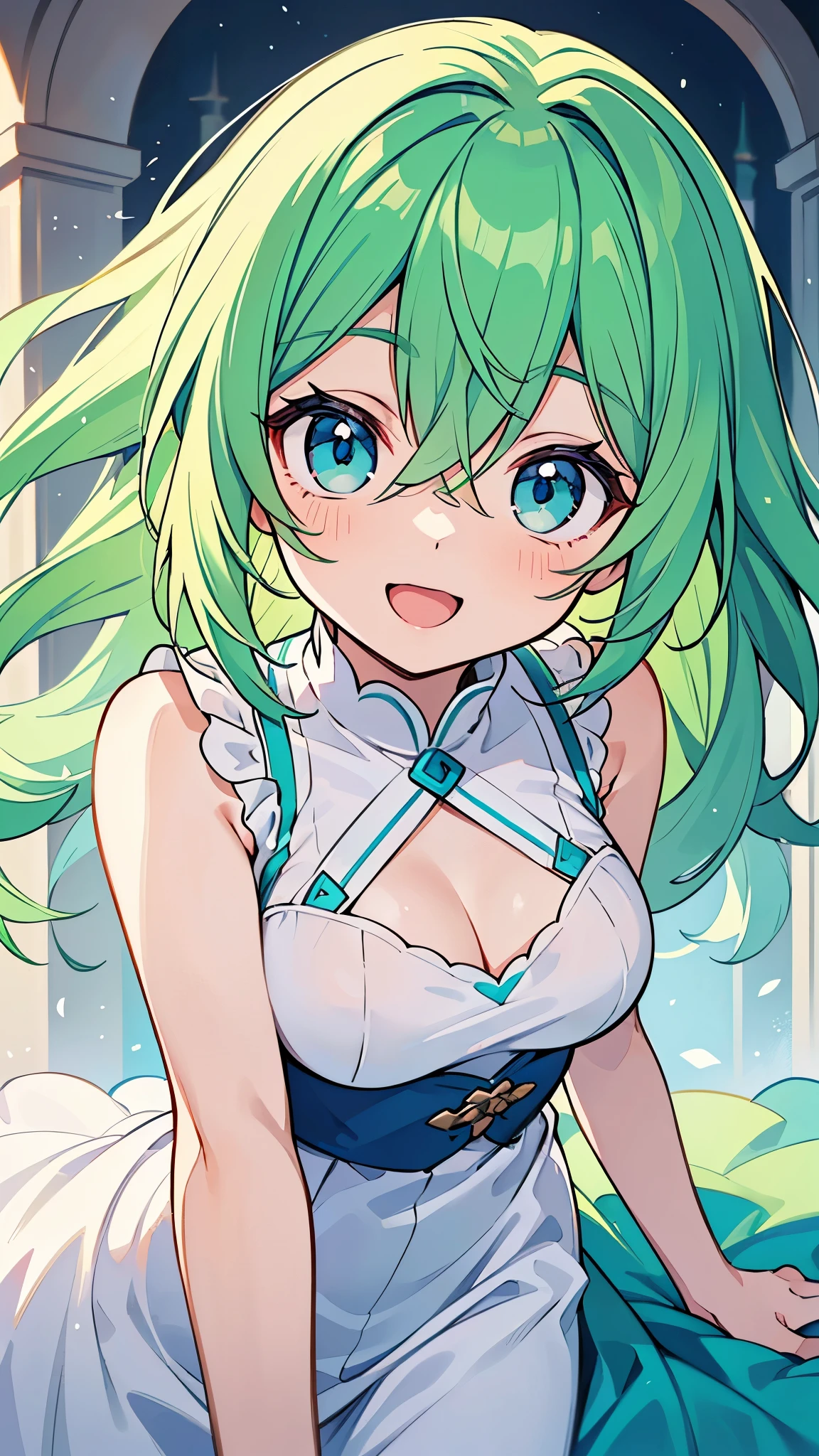 (best quality, masterpiece:1.2), ultra detailed, extremely detailed eyes and face, natural skin texture, detailed skin, natural lighting,
1 girl, (cute),
half undressed,
BREAK (orgasm face, aroused, blush:1.2),
BREAK rushia_idol, green hair, short hair, double bun, idol outfit, white gloves, blue bow, butterfly hair ornament, (upper body:1.2), nsfw,