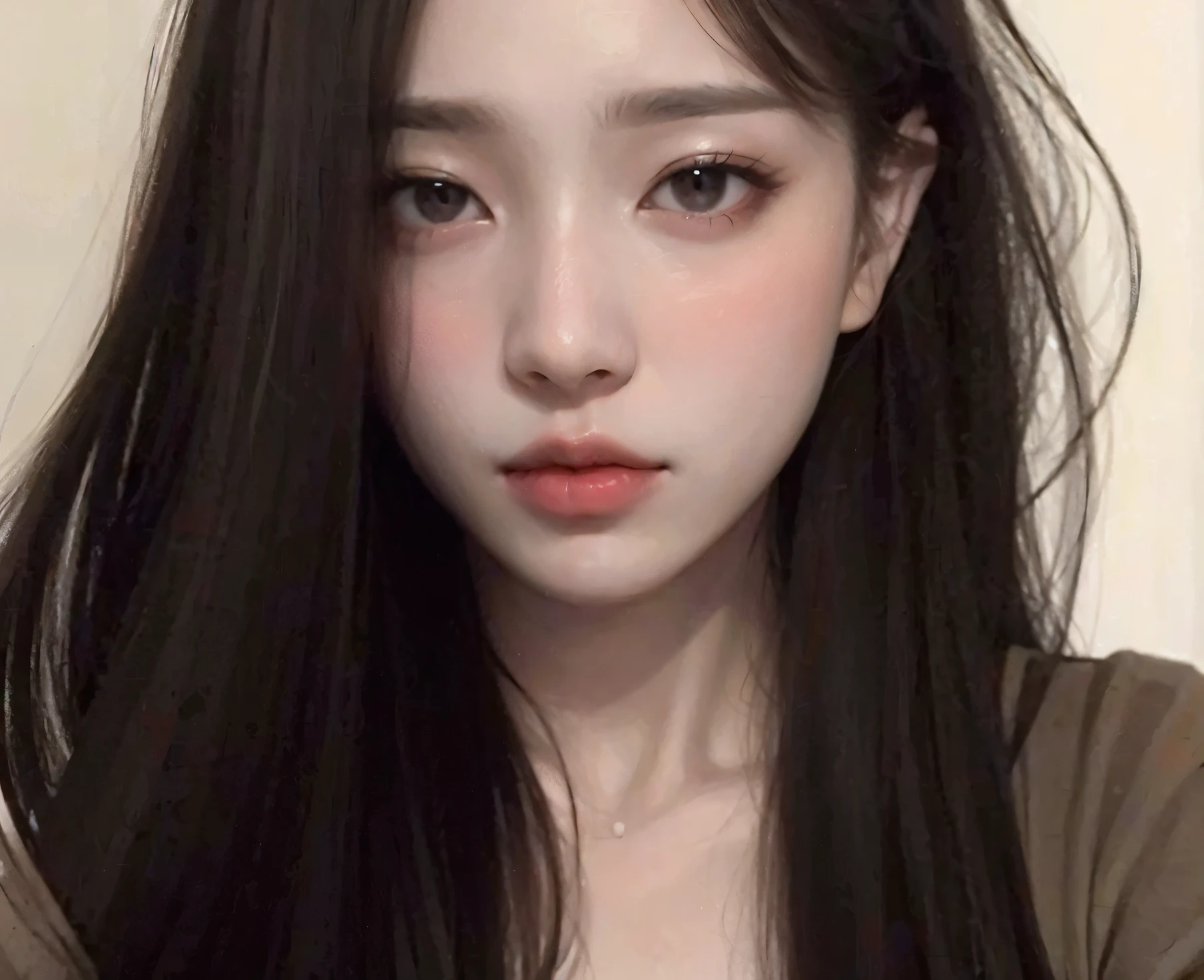 Photorealistic, masutepiece, Best Quality, Raw photo, selfee、1girl in, Solo, Long hair, Brown hair, Detailed face, alluring face, Sweater that kills virgins, medium breasts, Dynamic Pose, Looking at Viewer, From below, Detailed background, fine detailed, intricate detailes,  Ray tracing, depth of fields, lowkey, nffsw