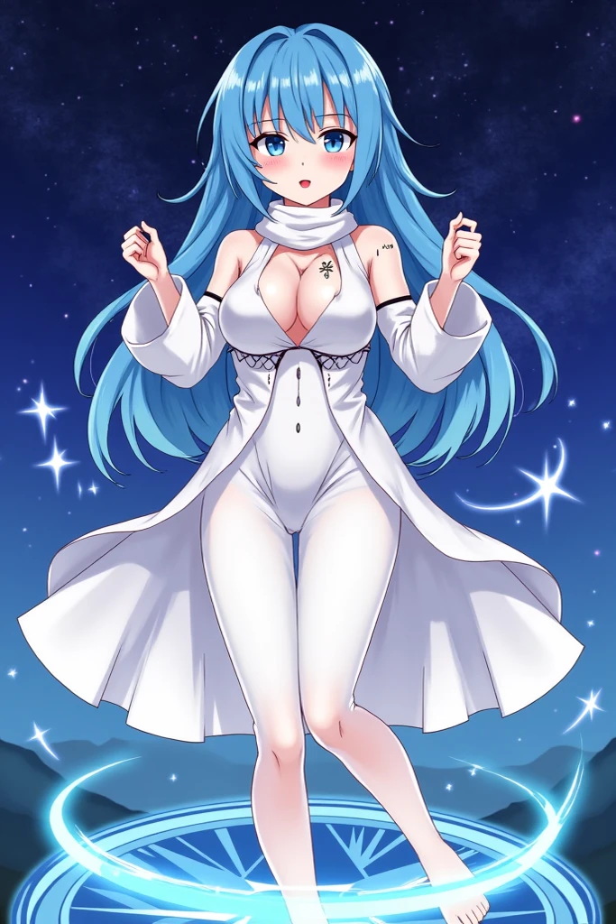 ((masterpiece, best quality;1.3)), ultra detailed, detailed background, 1girl, solo, smile,   bodysuit,nejire hado, looking at viewer, large breast,blue suits,, ((completely nude)), ((breasts and areolas exposed)), ((vagina and clitoris and vulva exposed)),
school background, zero gravity,realistic, galaxy, space, flying