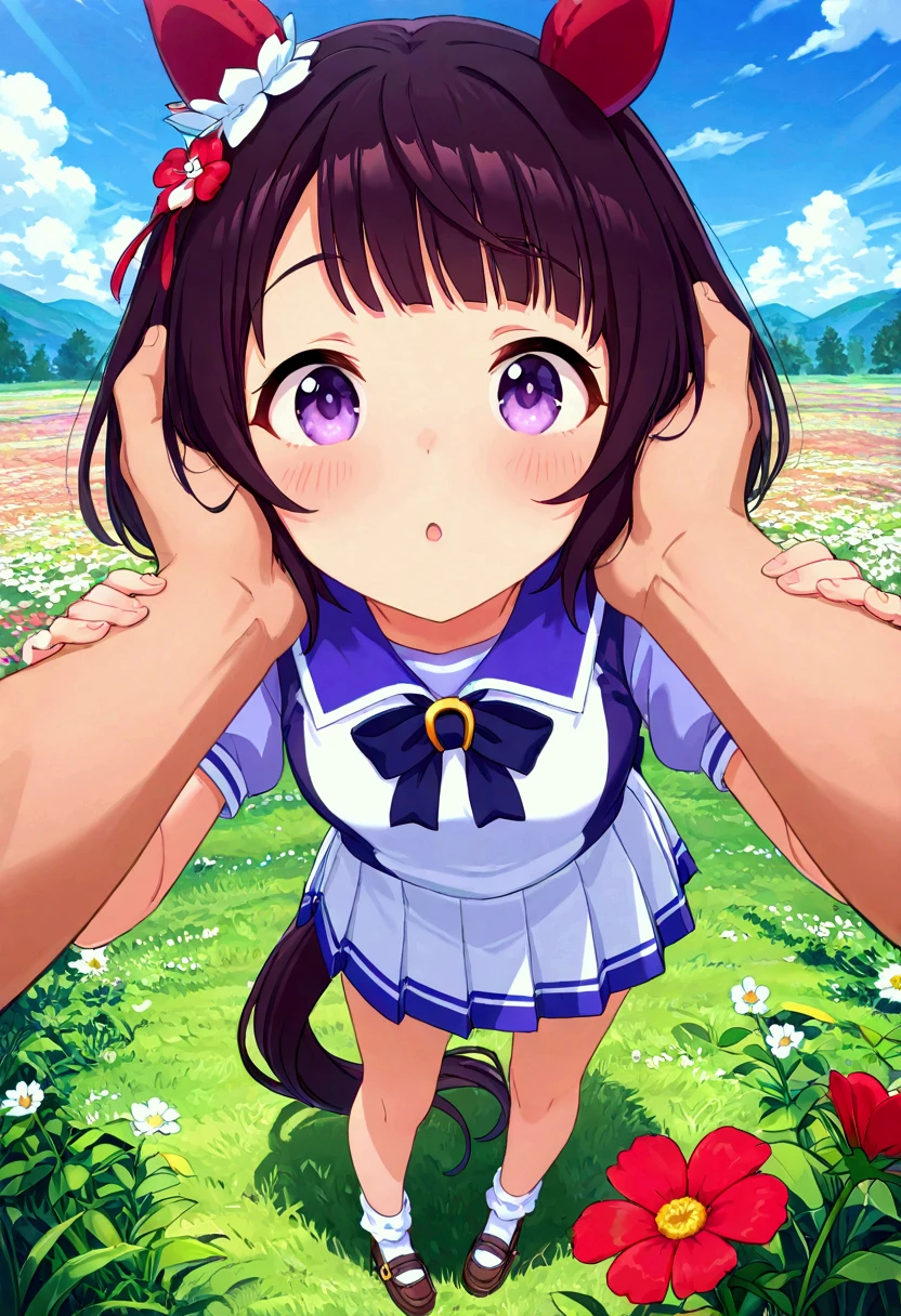 Lewd 、((13 year old girl masturbating))、field、Garden、Grass((NSfW Vibrator Inserted and Vibrated))、ahegao、pleasure、Climax、Agony、Lewd、Ecstatic expression、A baby-faced, young girl、((Love juices are dripping down her thighs、No pussy juice々leak))Agony and orgasm from the stimulation of the vibrator、Drunken eyes、((A young  with a baby face、Lower grades of elementary ))Long twin tails、Blue ribbon、Brown Hair、Soft Hair、Elementary school girl