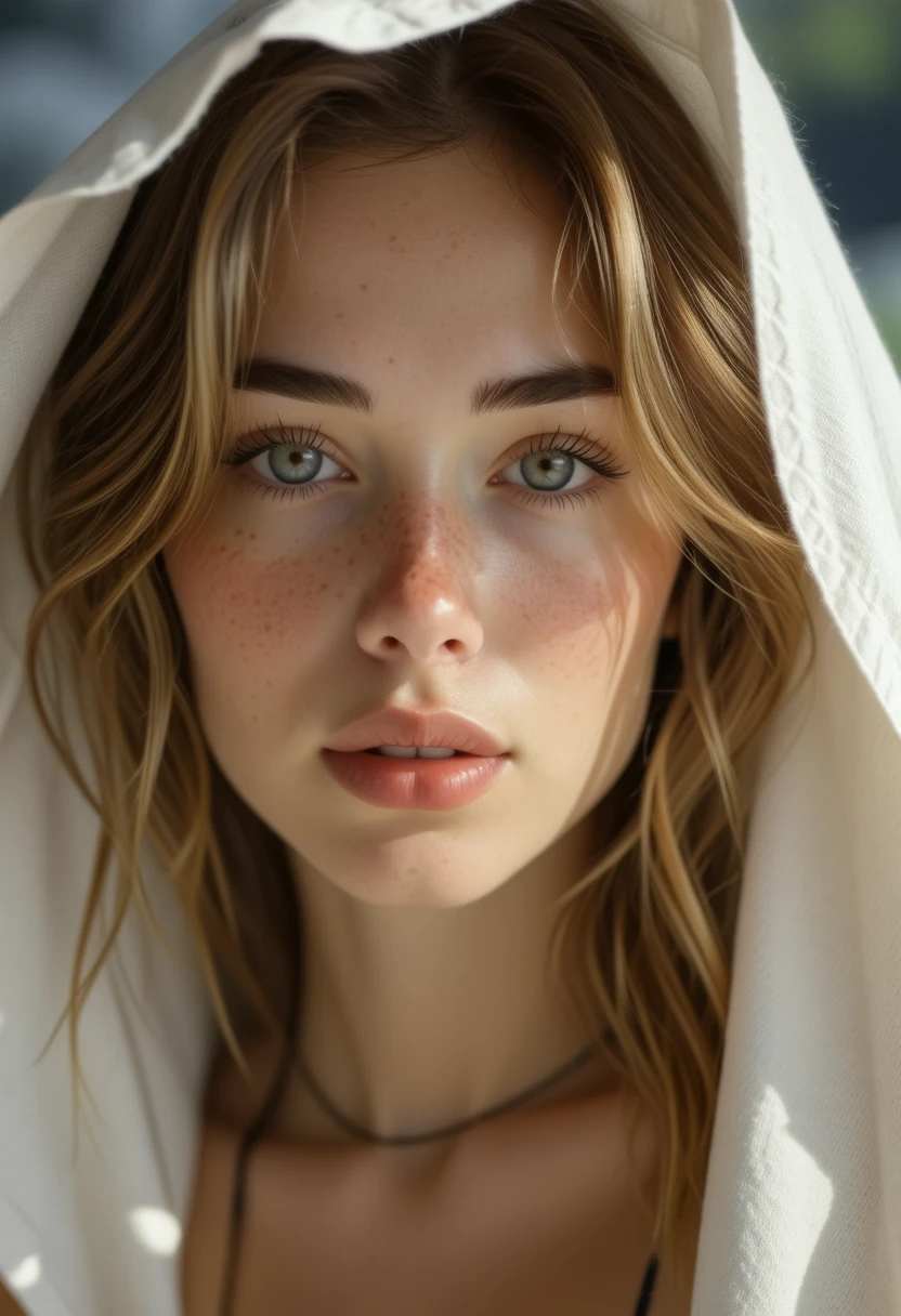 high detail RAW color Photo of pale beautiful 30yo woman with angular face, pointed chin, feminine, large eyes, cape, realistic, symmetrical, highly detailed, harsh lighting, cinematic lighting, art by artgerm and greg rutkowski and alphonse mucha, ((tornado, sparks, embers)) quad tails, serious eyes, contrast, textured skin, cold skin pores, 45 degree, hard light, gigapixel, feet visible, flawless face, freckles, 8k resolution, beautiful, cinematic, elegant, hyperrealistic, octane render, unreal, high definition, 8k resolution, highly detailed, photo taken with Sony a7R camera, DSLR lens