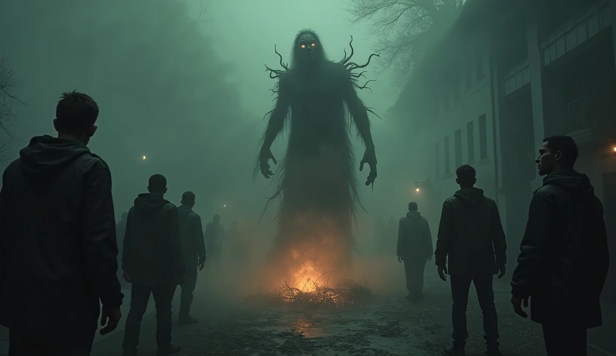 A hunted village with scary souls and panic humans