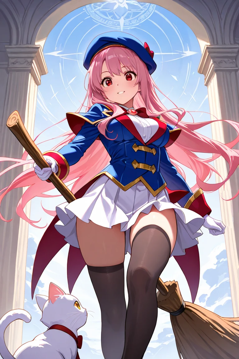 multiple girls, giantess art, highly detailed giantess shots, giantess, most detailed, perfect face, Two legs, Five fingers, A beautiful girl who is bigger than a skyscraper, Wearing rimless glasses, smile, huge breasts, blue base magical girl dress, bow, magical girl, holding a magical wand, black pantyhose, blue stiletto heels, thunderbolt from a magical wand, Destroying cities, Under heavy attack, A very small big city, Miniature metropolis, Full body description, GTS, giga giantess, stomping city, crash city, tiny city, micro city, pantyhose feet, High resolution, highest quality, masterpiece,