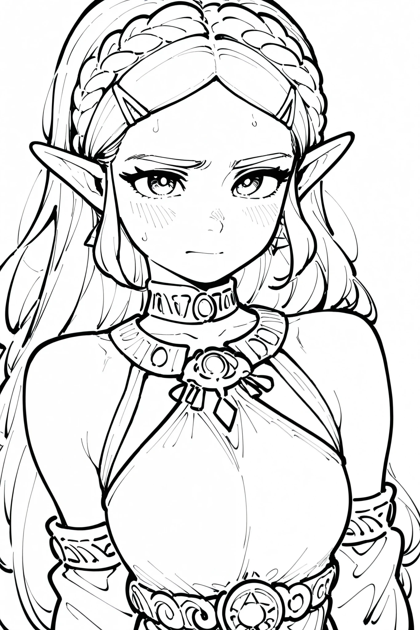lineart de la princesa Zelda del juego the legend of zelda: breath of the wild