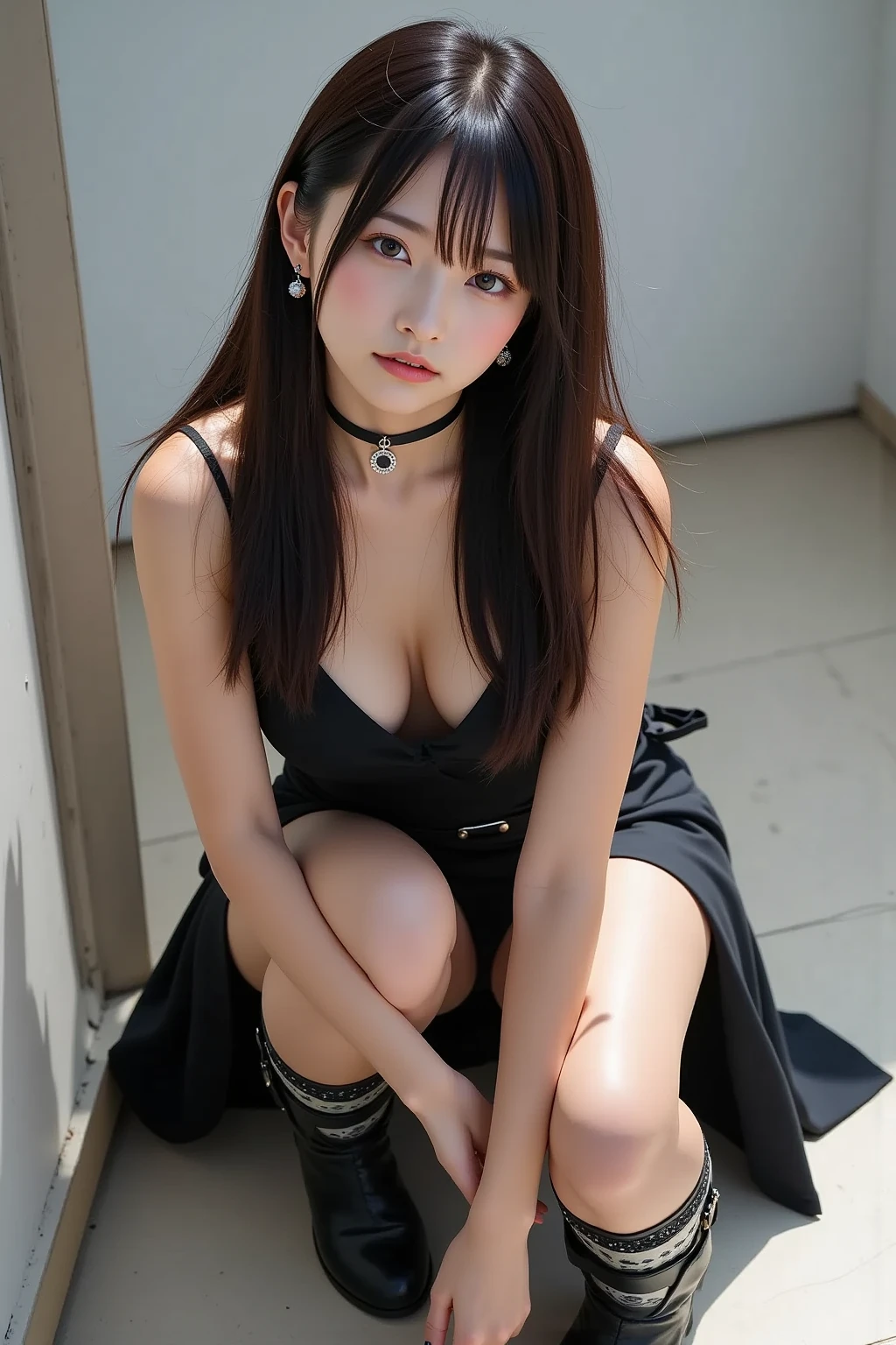 Anime girl in a black dress