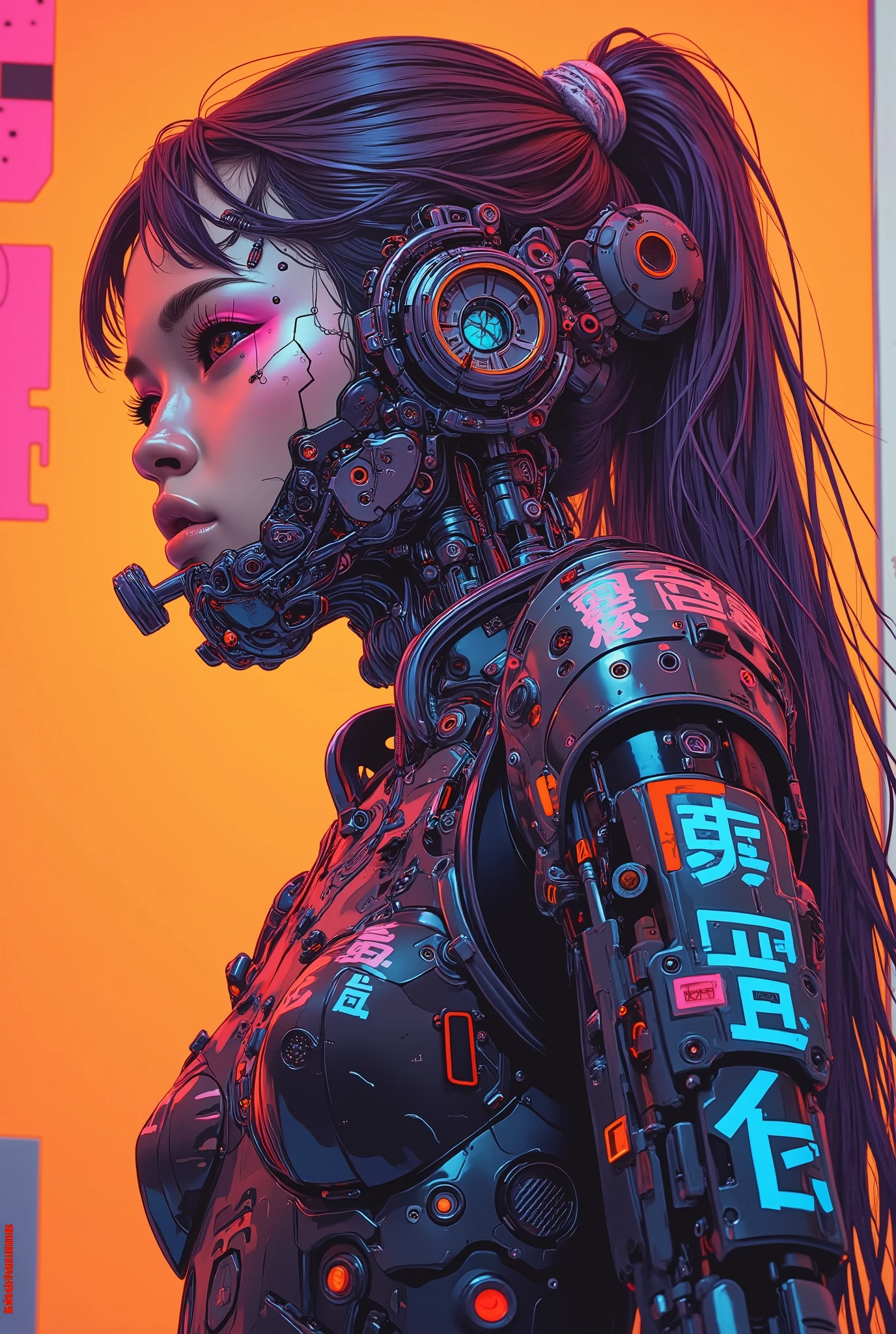 ((manga art style cowboy shot) of (perfect Asian cyberpunk girl))), (((dynamic pose))), ((LED lights)), (((extremely weird (punk hairstyle)))), ((manga drawing)), warm colours,  ((cinematic lighting)), perfect features, abstract beauty, near perfection, pure form, concept art, intricate detail, 8k post-production, High resolution, super Detail, trending on ArtStation, sharp focus, studio photos.