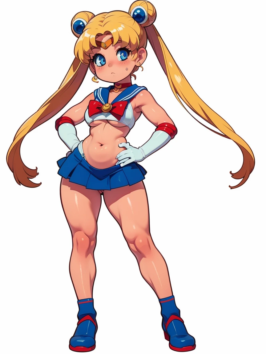 Obra maestra, Mejor calidad, absurdos, perfect anatomy, 1 chica, solo, Luna, 1990s \(Estilo\), rubia marinero luna, (little mom) de pie, sonrisa, tiro de vaquero, Uniforme Marinero Senshi, cuello marinero, Falda azul, Guantes de codo, en pose de espaldas, shows off his booty, Backward, sin tanga, big booty, ultra mini falda, (detallado:1.3), ultra high resolution, ultra detallado, Highly detallado face and skin texture, detallado eyes, double eyelids, dynamic light, (cara muy detallada) en pose de espaldas, shows off his booty, Backward, (ambas manos en su trasero), levantando su faldita. Booty without thong