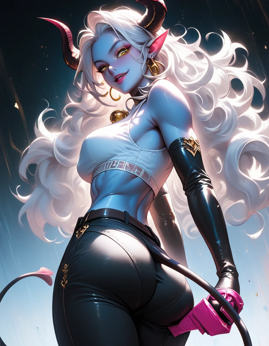 Best quality, masterpiece, ultra high res, (photorealistic: 1.4), raw photo, female, woman defined,midnight blue skin,red eyes