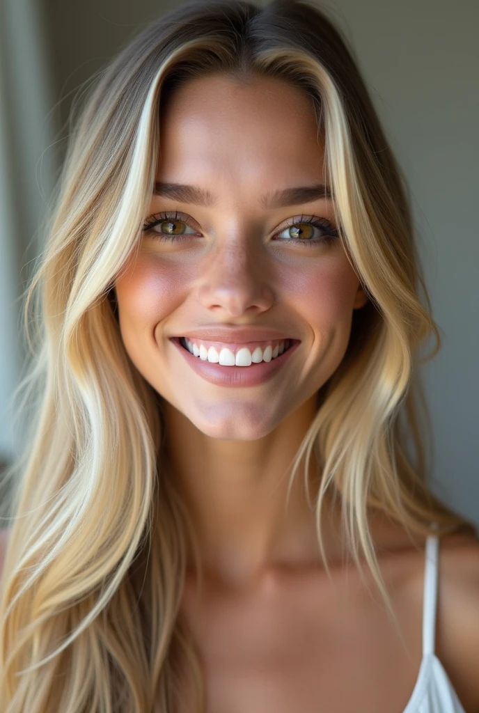 A beautiful white girl in her twenties, front facing photo