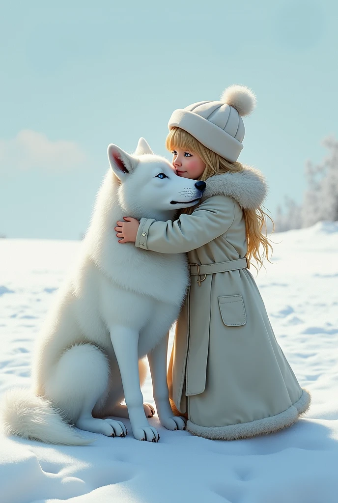 Nordic Forest Girl and White Wolf Girl and White Wolf Winter Snow
