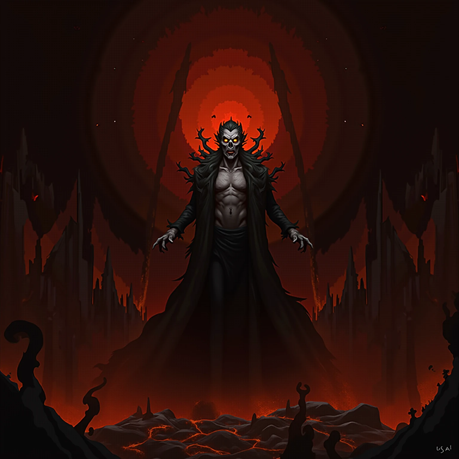 Best and terrifying character and place a name on the photo with TNM JANI horizontally and place a blood over name