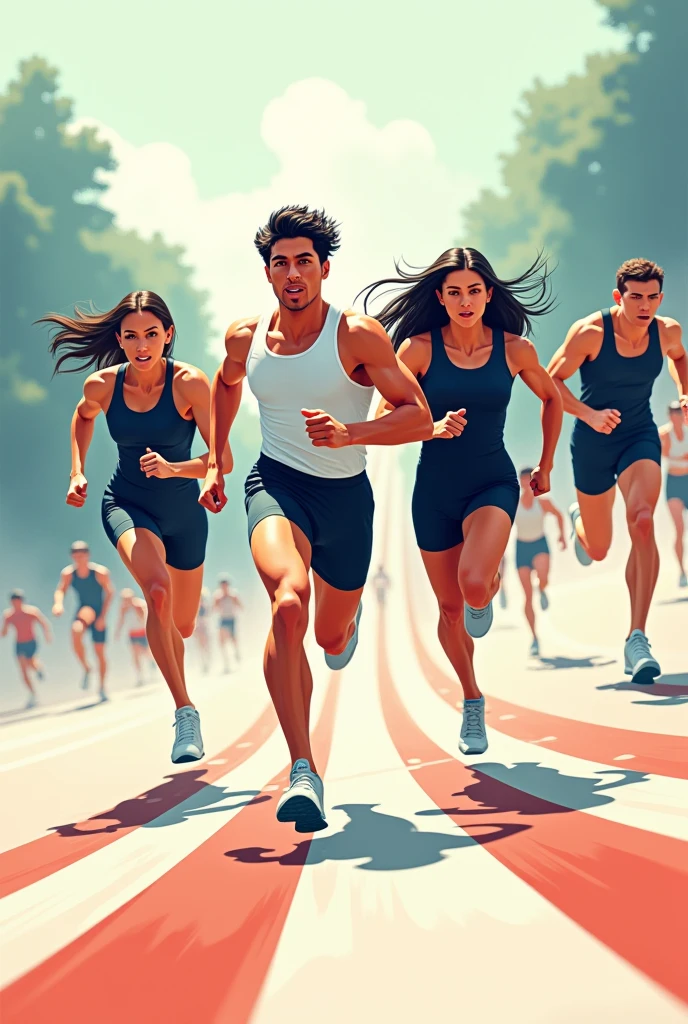 clipart, at a starting line, sexy, Man And Woman