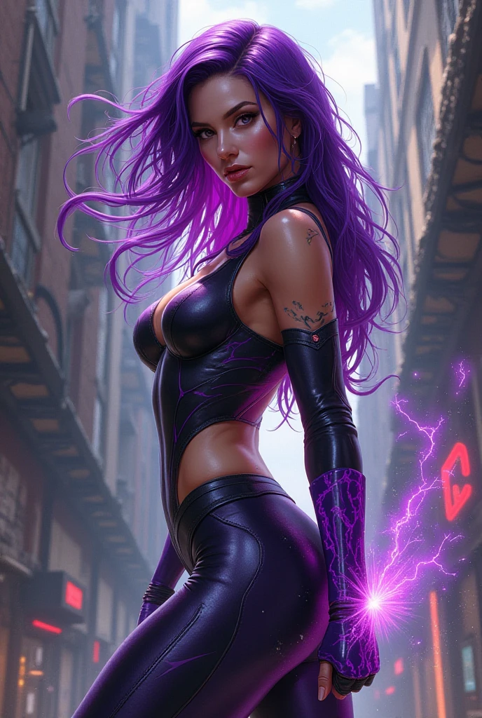 Psylocke's sleek black outfit hugs her curves as she confidently strides through the night club, her mind already strategizing her next move in the upcoming battle.

The night club is packed with partygoers, but all eyes are on Psylocke as she gracefully moves through the crowd, her telekinetic powers at the ready.
A fierce Psylocke stands ready for battle in a neon-lit night club, her purple hair glowing in the dimly lit room.




