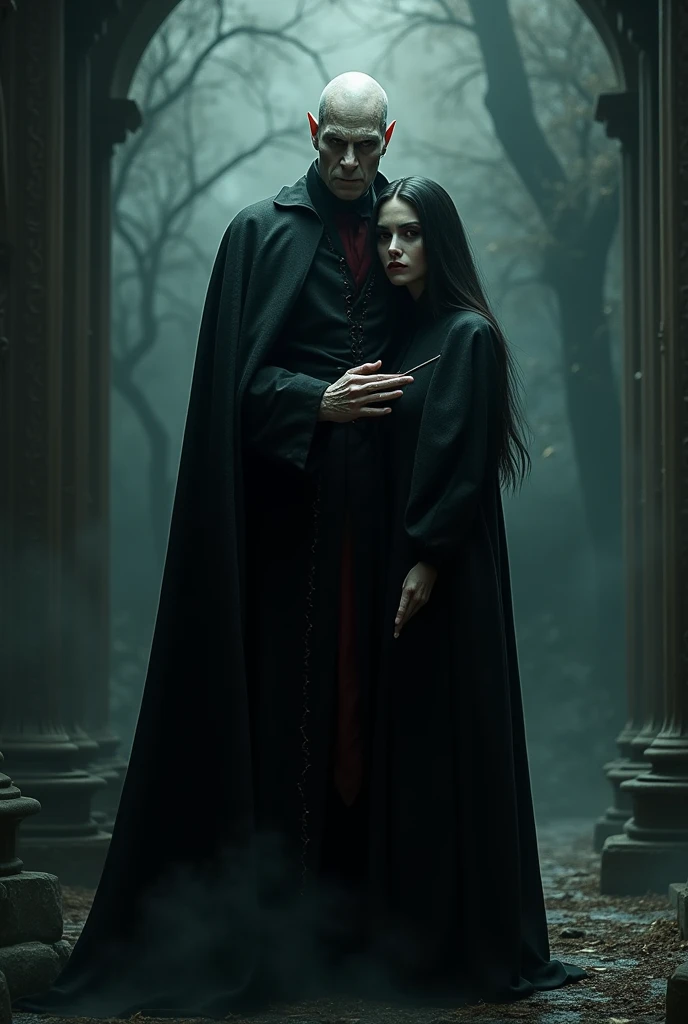 Title: The title “Nations of Darkness” uses a gold font with a three-dimensional metallic effect.
Primary Character: A silver-haired, red-eyed vampire named David, wearing a European-style tuxedo and a long black cape on his back.
Secondary Characters: A dark-haired female vampire and a white-haired nun kneeling down and submitting to the vampire David.
Background: a highly accurate realistic background, at night, with a European-style castle behind it, woods on either side, and a red moon in the sky

Translated with DeepL.com (free version)