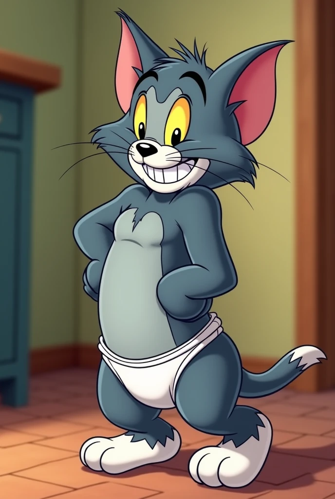 Cat tom with panties down