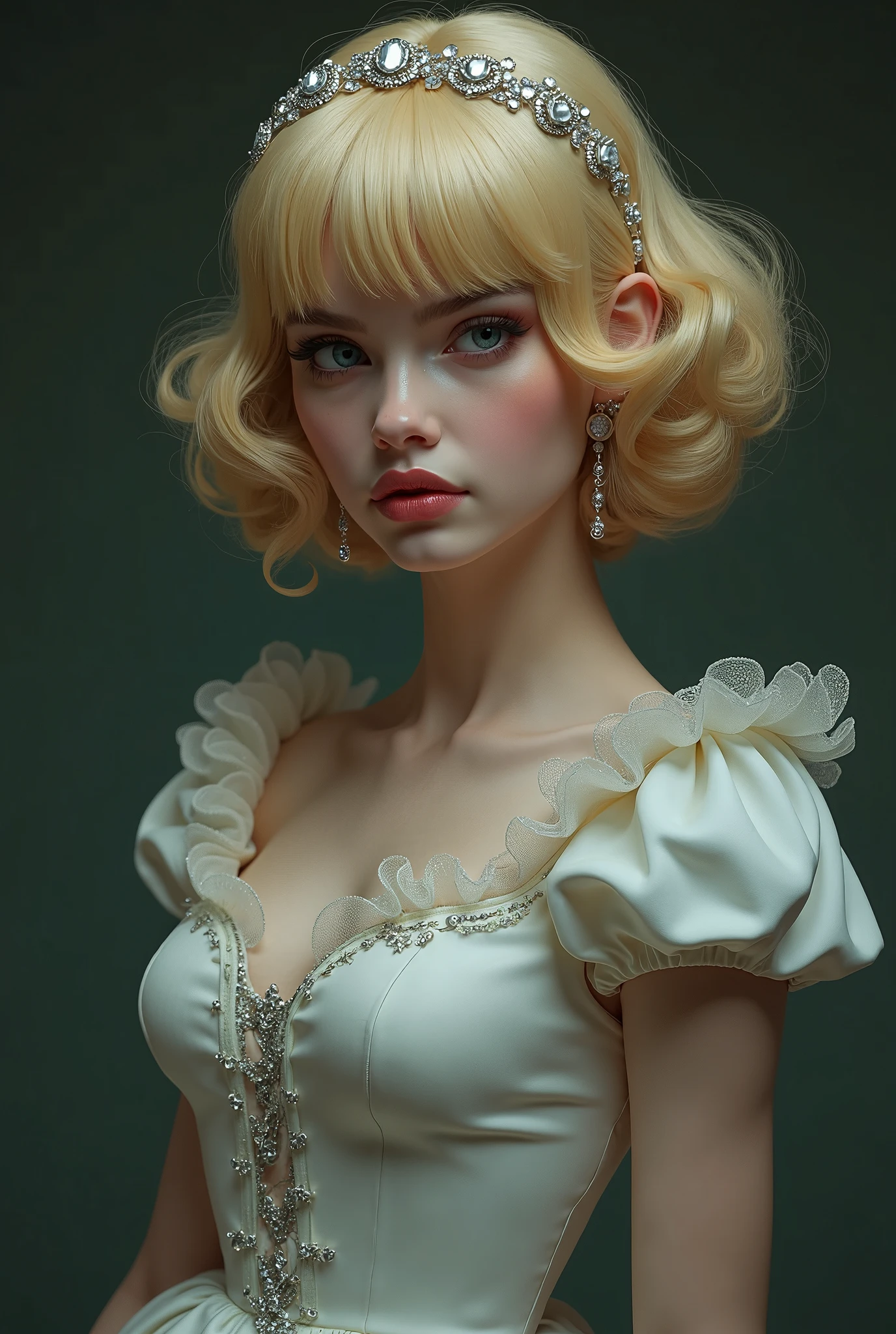 Masterpiece, absurdres, fine detail, HDR, highly detailed face and eyes, photoreal, full body portrait of a nude young woman, blurry background, hqphoto_portrait <lora:arabela:1>