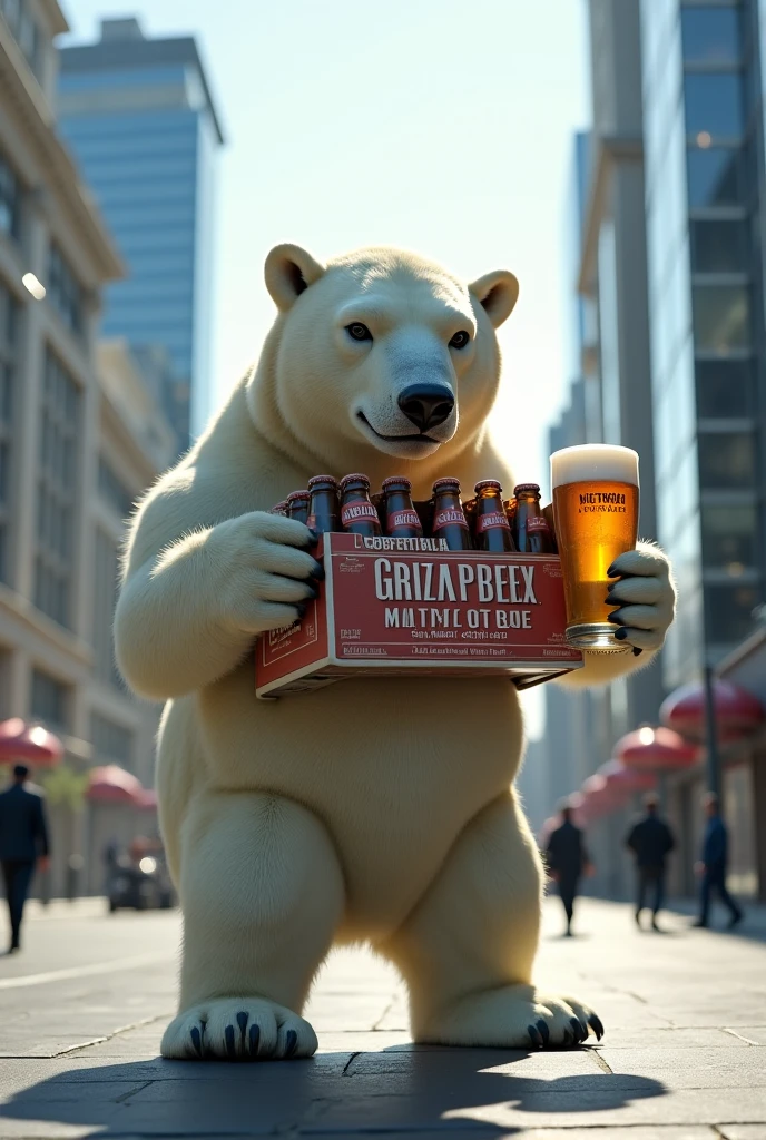 white bear,Beer in the right hand