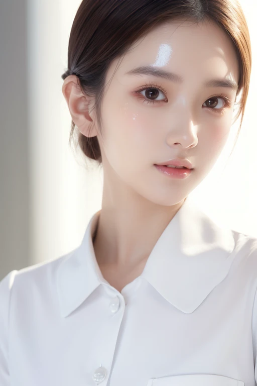 1girl, solo, white polo shirt, white sneakers, tennis wear, white miniskirt, masterpiece, best quality, realistic, hyper-detailed, (shiny skin, sweaty:1.4), absurd, looking at viewer, short black hair, brown eyes, slender, dynamic lighting, high resolution, sharp focus, depth of field, detailed eyes, sharp pupils, realistic pupils, (small breasts:1.6), (thick thighs:1.0), outdoor, sky