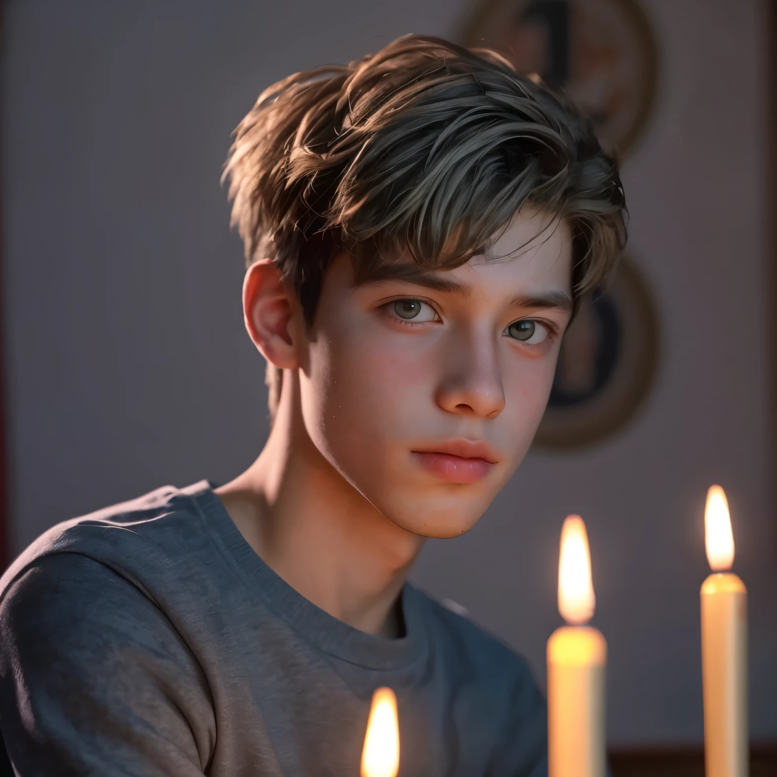 a beautiful boy, 16 years, rasgos Europeans, fine features, Brown hair, blue eyes, sad look, peaceful look, very sensible, very sad, naked, European, London, rain, Cold, winter, snow, Christmas, loneliness, melancholia, fire in the room, Chimney, pecho naked fuerte, shapely legs, big nipples, strong nipples.
