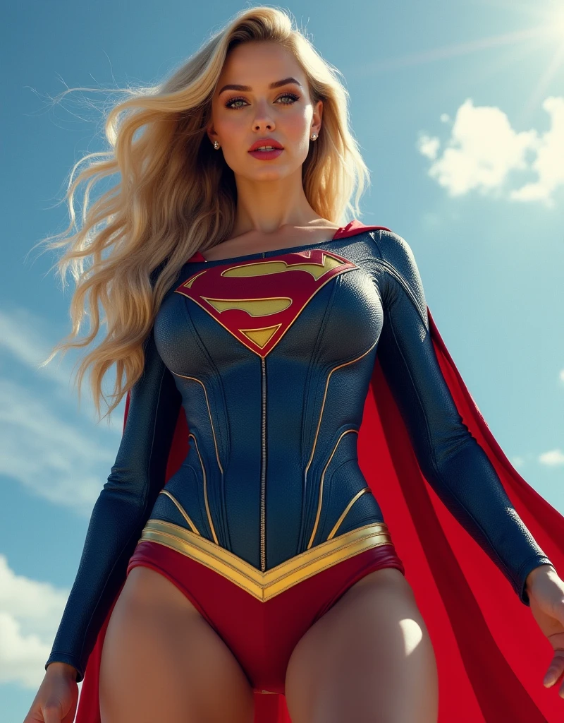 Experimental photo beautiful woman wearing a supergirl costume, supergirl costume, skirt blowing in the wind, cape, boots, (huge breasts:1.5), full lips, <lora:add-detail-xl>, <lora:people_005_cosine_iter2_ 0000005_sdxl_10epoches_adafactor:0.8>,  . High dynamic range, vivid, rich details, clear shadows and highlights, realistic, intense, enhanced contrast, highly detailed, large depth of field, deep depth of field, 35mm photograph, film