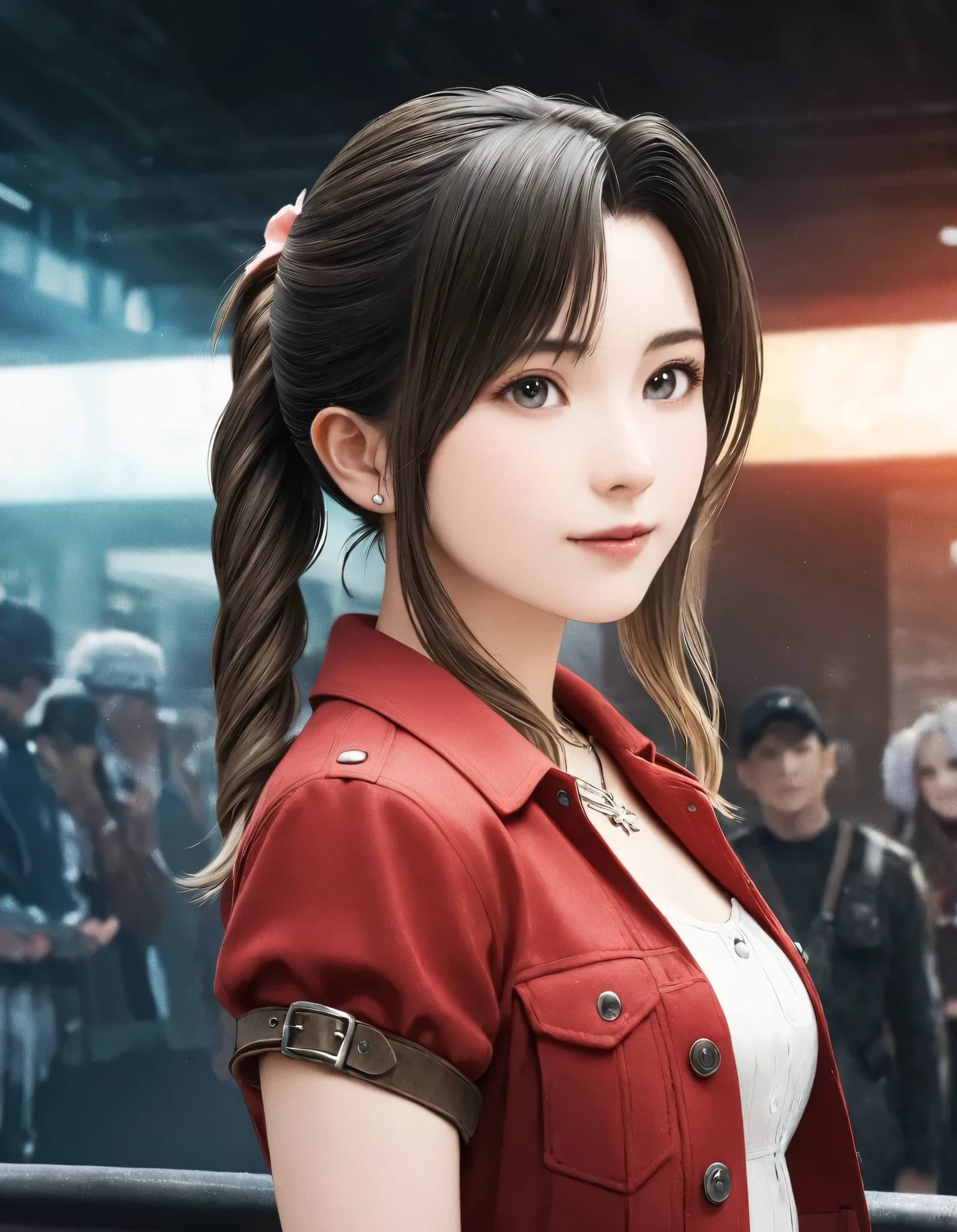 (best quality, 8k, high resolution:1.2), 1girl, FINAL FANTASY VII, Aerith, upper body