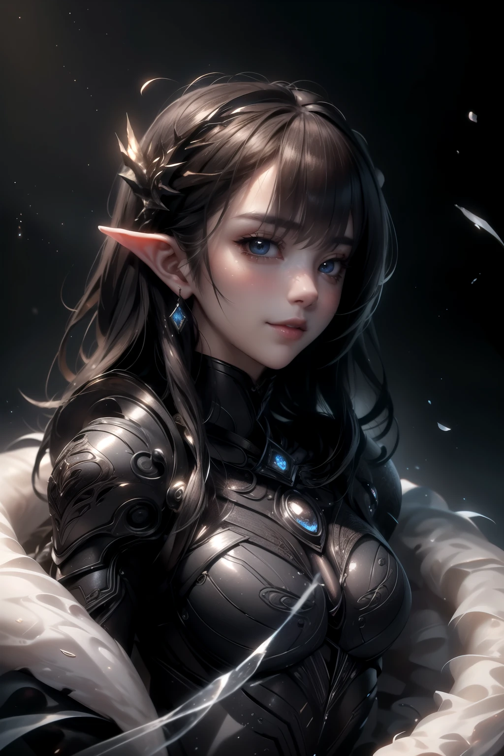 (ultra Realistic) , (illustration), (Enhance resolution), (8k), ( Extremely Detailed), ( detailed face ), Slim Body, in the dark , deep shadow, low profile, pureerosfaceace_v1, Happy smile, Winter, Mountain