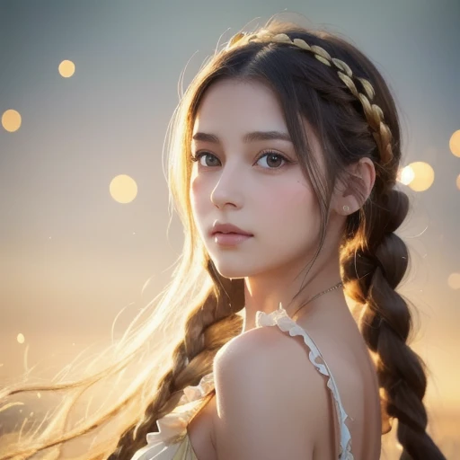 photorealistic, realistic, best quality, masterpiece, highres, 8k uhd, dslr, soft lighting, high quality, volumetric lighting, candid, Photograph, high resolution, 4k, 8k, night sense, dim lights, candle lights, (((Bokeh lighted background)))<lora:virtualgirlRin_v20:0.5>, maiden, ((back view)), cute, (happy), (smile), medium breasts, (((reggae hairstyle))), auburn hair, brown eyes, (detailed eyes), (detailed facial features), (detailed clothes features), skin tight, (shiny skin),(slender girl),(slim girl), (1girl,solo), princess, gown, hair ornament, necklace, jewelry, gems, crystals, majestic