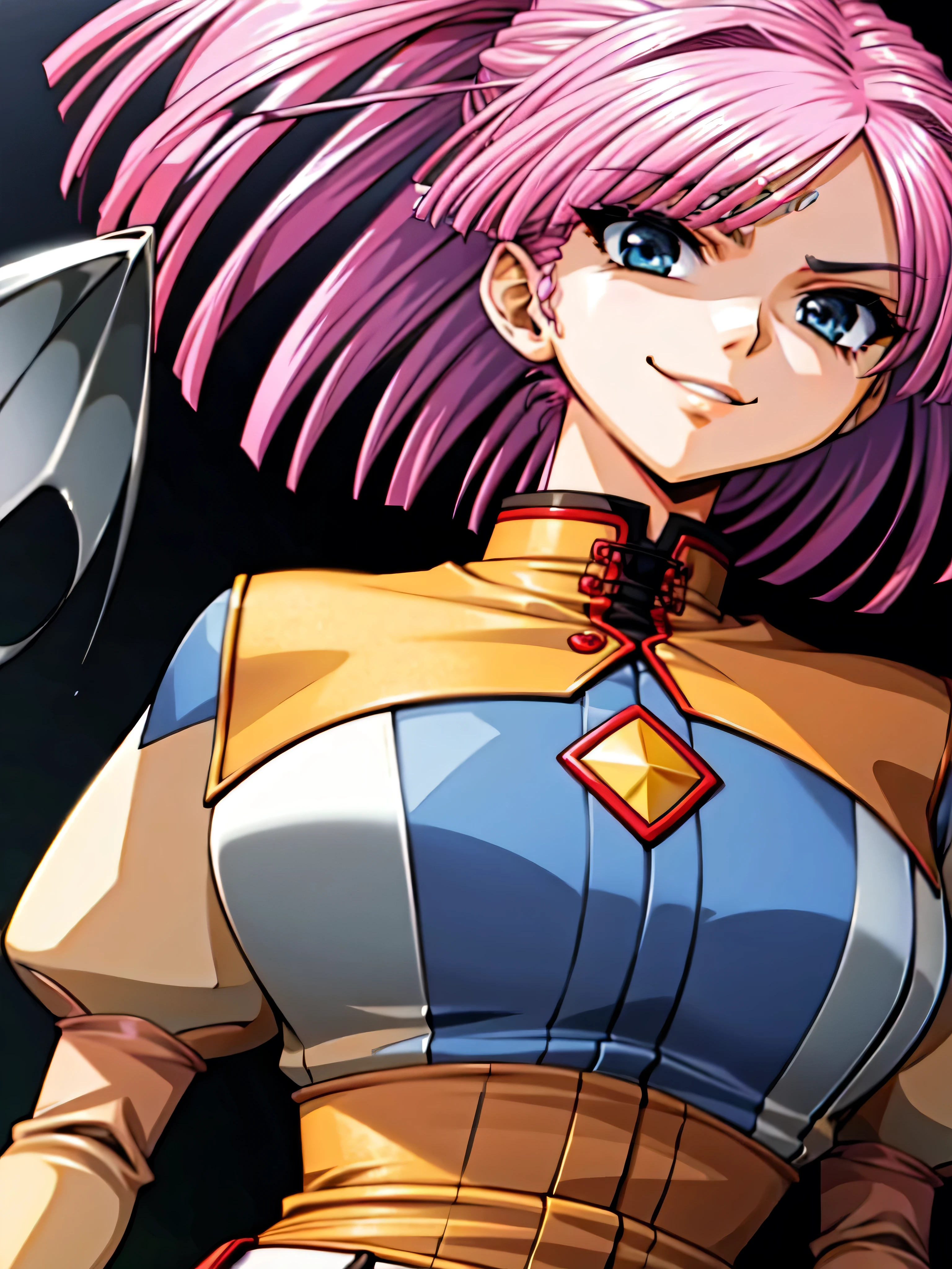 (Highest_4K quality, 8k, high definition , masterpiece: 1.2), Super details,from_Down,(_ screen capture ),( One Girl ,alone),, Bob short hair ,,, viewers of the pin, upper body,,,,,,,( Details), , , High Quality , very detailed, perfect face,,shaded face (Eyes in the Shadows),very evil smirk,yellow clothes,from below,looking down at viewer,,looking at viewer,