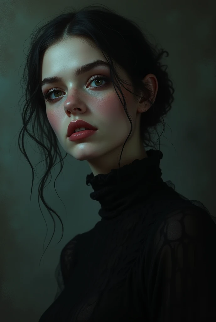 a dark vampire realistic woman