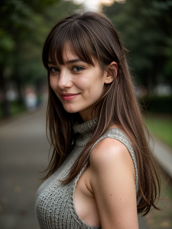 1girl,(wearing a sweater and long skirt:1.2),(RAW photo, best quality), (realistic, photo-realistic:1.4), masterpiece, an extremely delicate and beautiful, extremely detailed, 2k wallpaper, Amazing, finely detail, extremely detailed CG unity 8k wallpaper, ultra-detailed, highres, soft light, beautiful detailed girl, extremely detailed eyes and face, beautiful detailed nose, beautiful detailed eyes,cinematic lighting,at a park,(autumn scenery),maple leaves,perfect anatomy,slender body,smiling <lora:tsuchiyaanna_lora:0.8>
